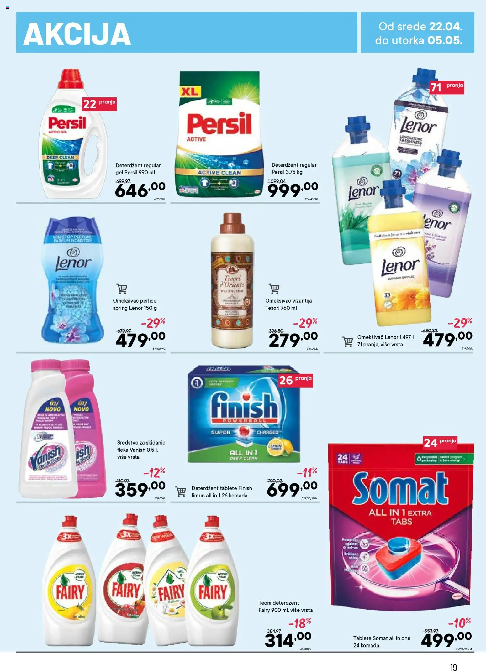 PerSu katalog - važi od 22.04.2026 | Strana: 19 | Proizvode: Deterdžent, Tečni deterdžent, Lenor, Persil