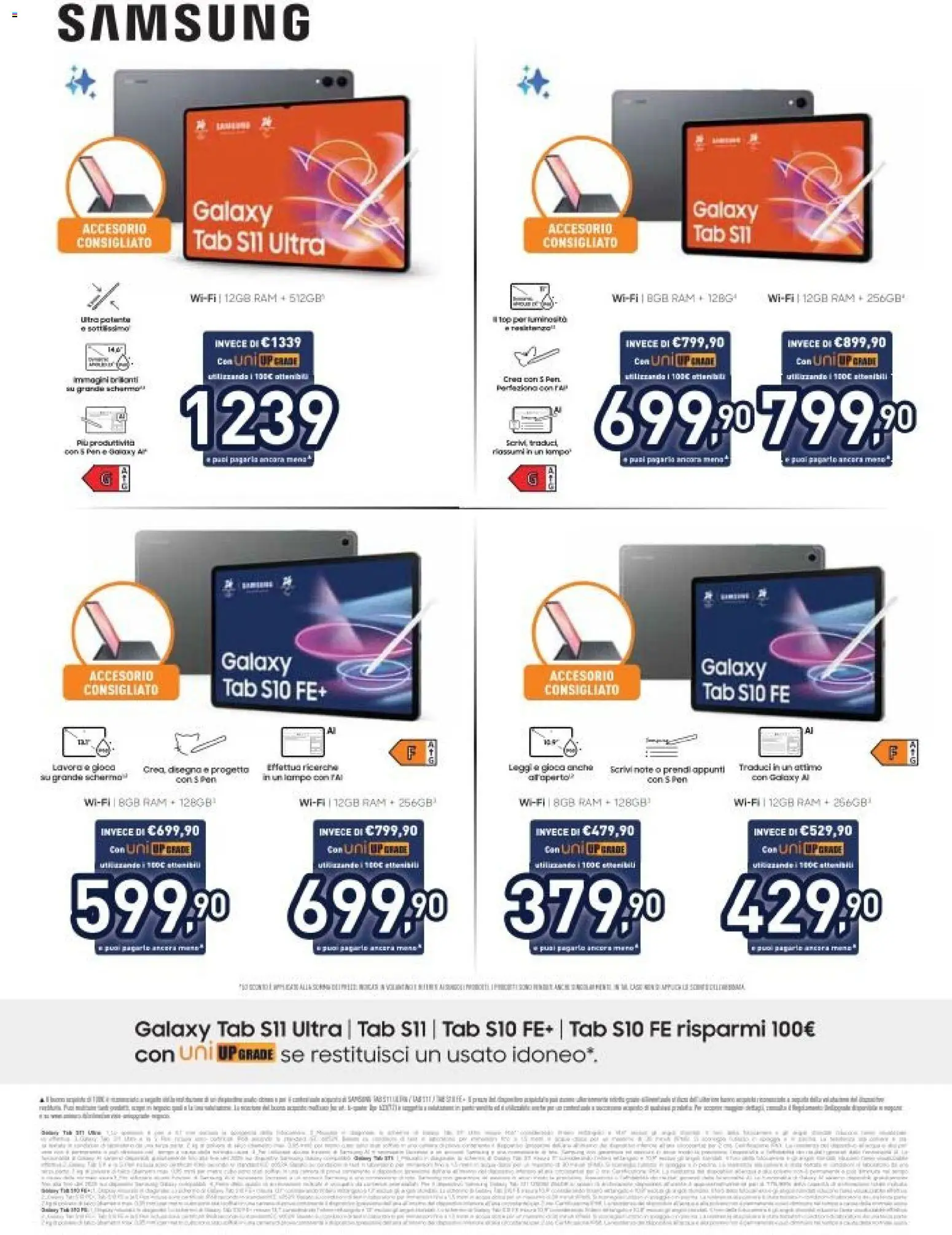 Volantino Unieuro del 17.04.2026 | Pagina: 45 | Prodotti: Schermo, Samsung Galaxy, Pane, Gioco