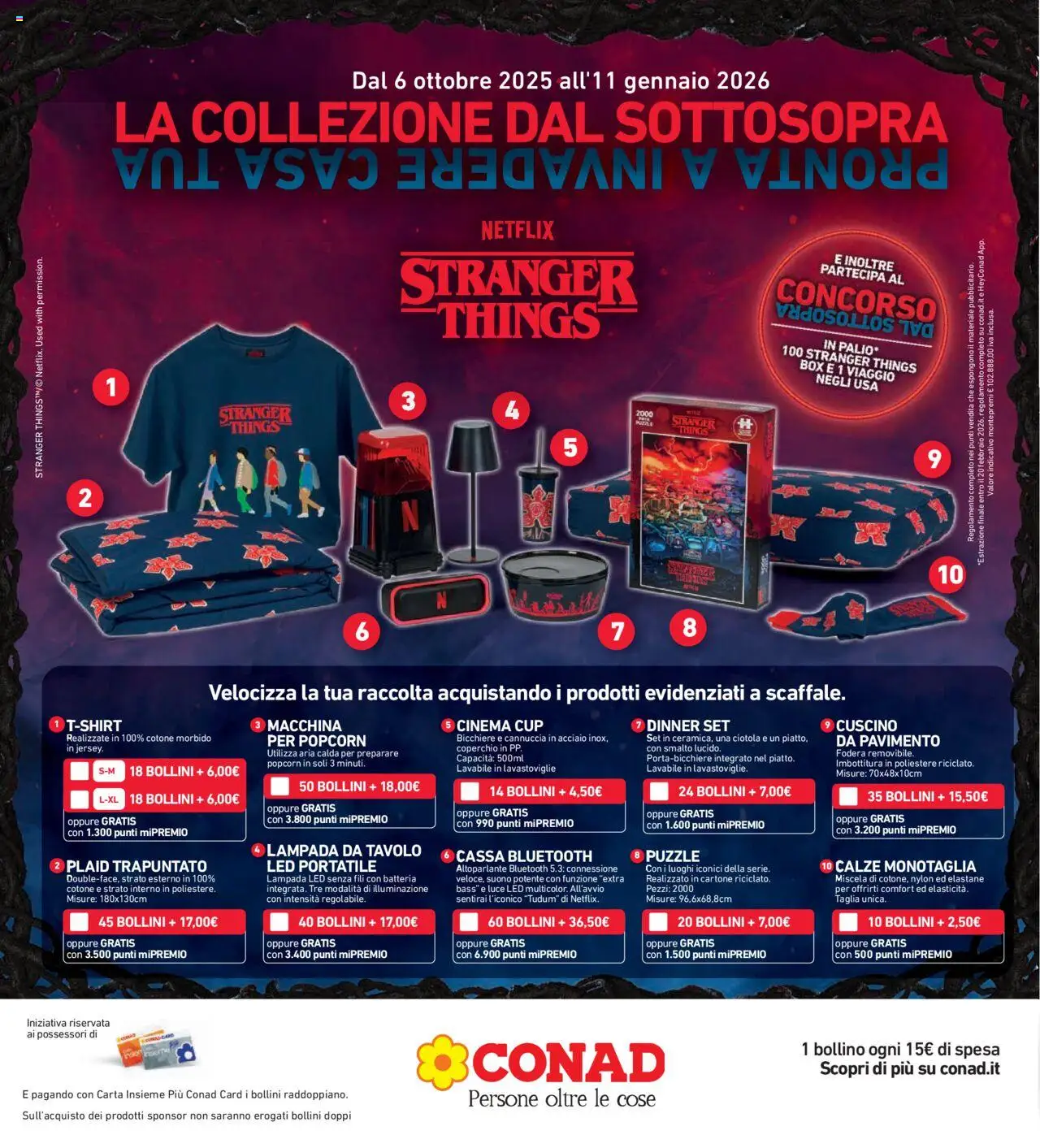Volantino Conad del 09.10.2025 | Pagina: 28 | Prodotti: T-shirt, Speaker, Tavolo, Batteria