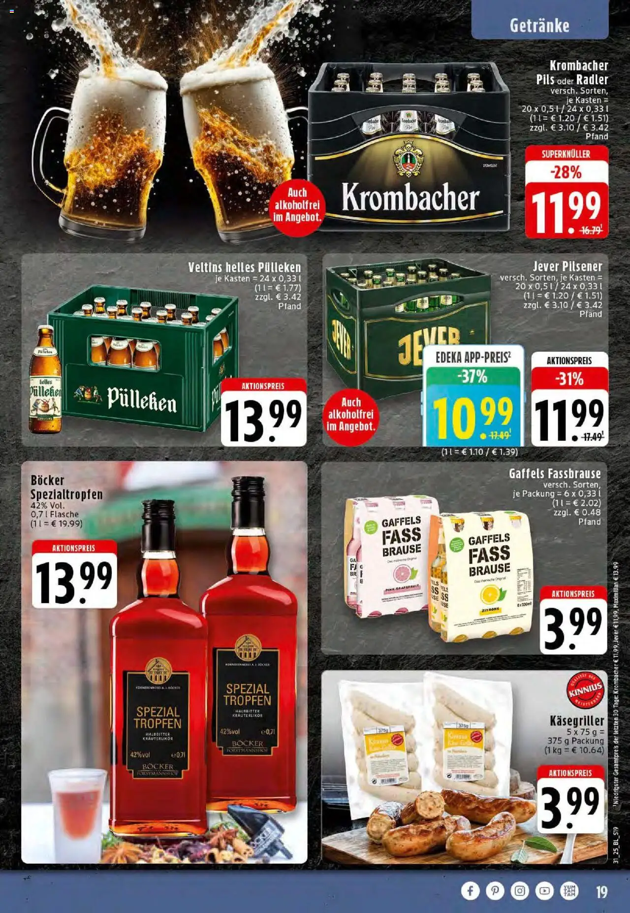 Edeka prospekt Rheine	 - gültig ab dem 27.07.2025 | Seite: 19 | Produkte: Helles pulleken, Krombacher alkoholfrei, Zitrone, Fassbrause