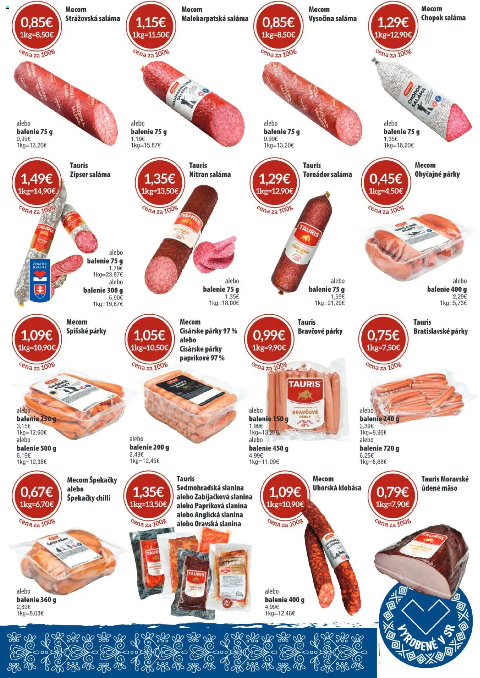 Nové Sintra akcie – leták je platný od 06.11.2025 | Strana: 3 | Produkty: Saláma, Slanina, Klobása, Chilli