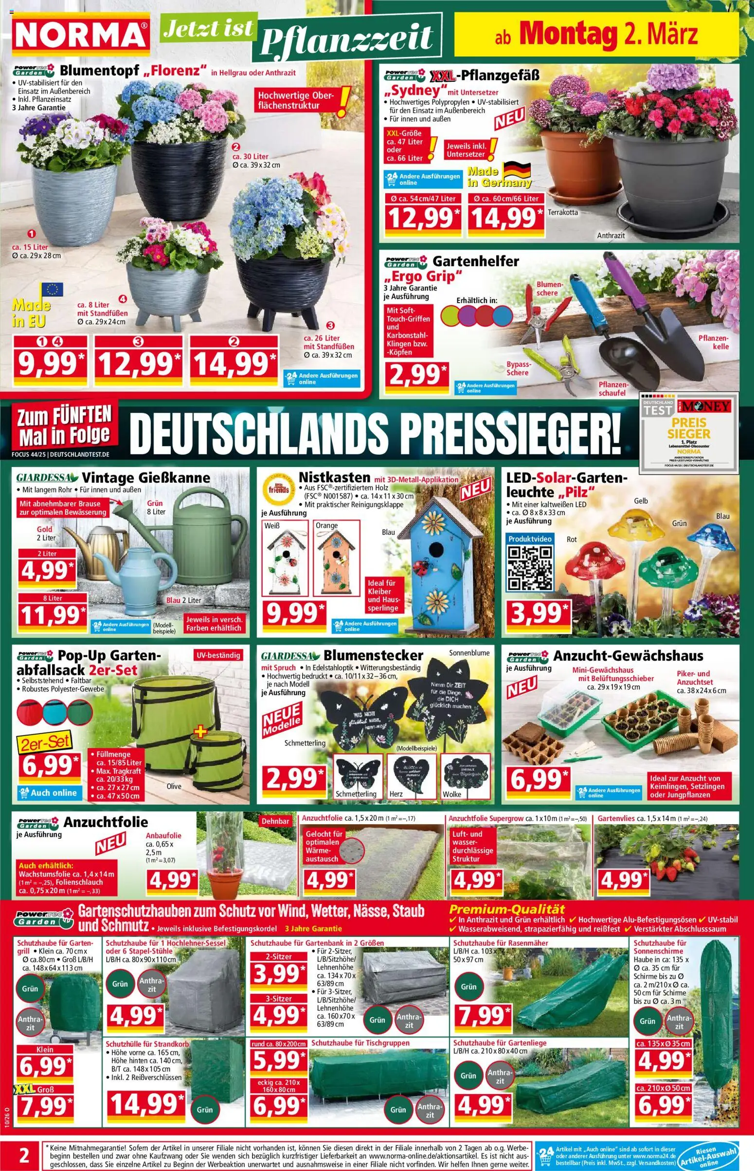 Norma Prospekt 	 – gültig ab 02.03.2026 | Seite: 2 | Produkte: Rasenmäher, Blumentopf, Blumen, Wasser
