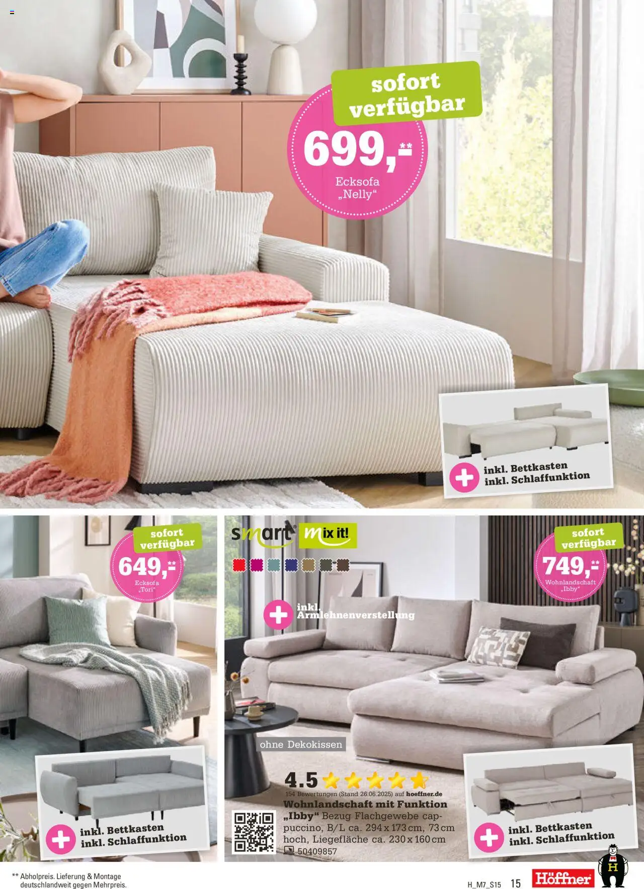 Höffner Prospekt 	 – gültig ab 15.10.2025 | Seite: 15 | Produkte: Wohnlandschaft, Ecksofa
