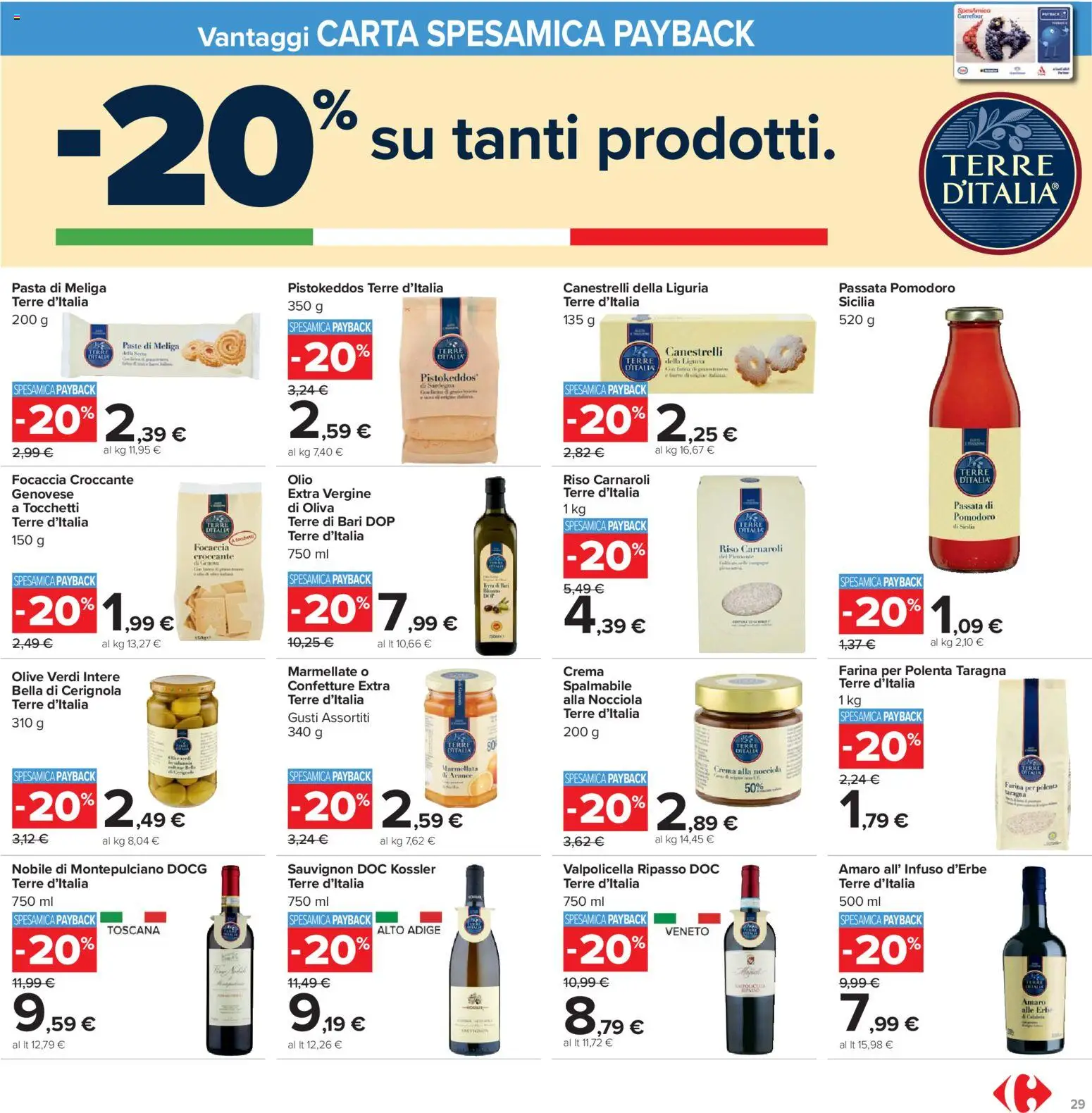 Volantino Carrefour del 24.03.2026 | Pagina: 29 | Prodotti: Riso, Olive, Farina, Amaro