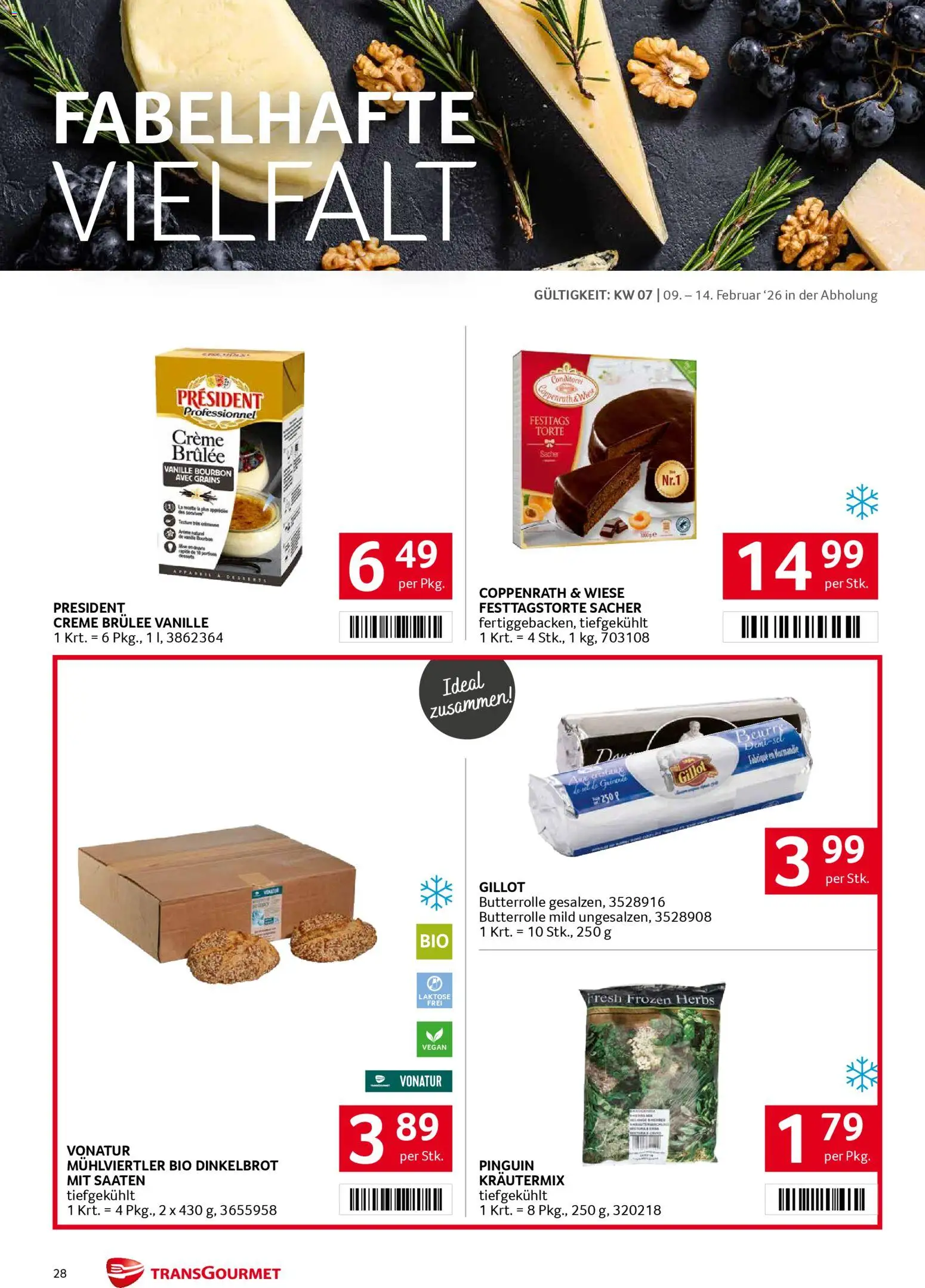 Transgourmet Flugblatt gültig ab 09.02.2026 | Seite: 28 | Produkte: Creme, Bourbon