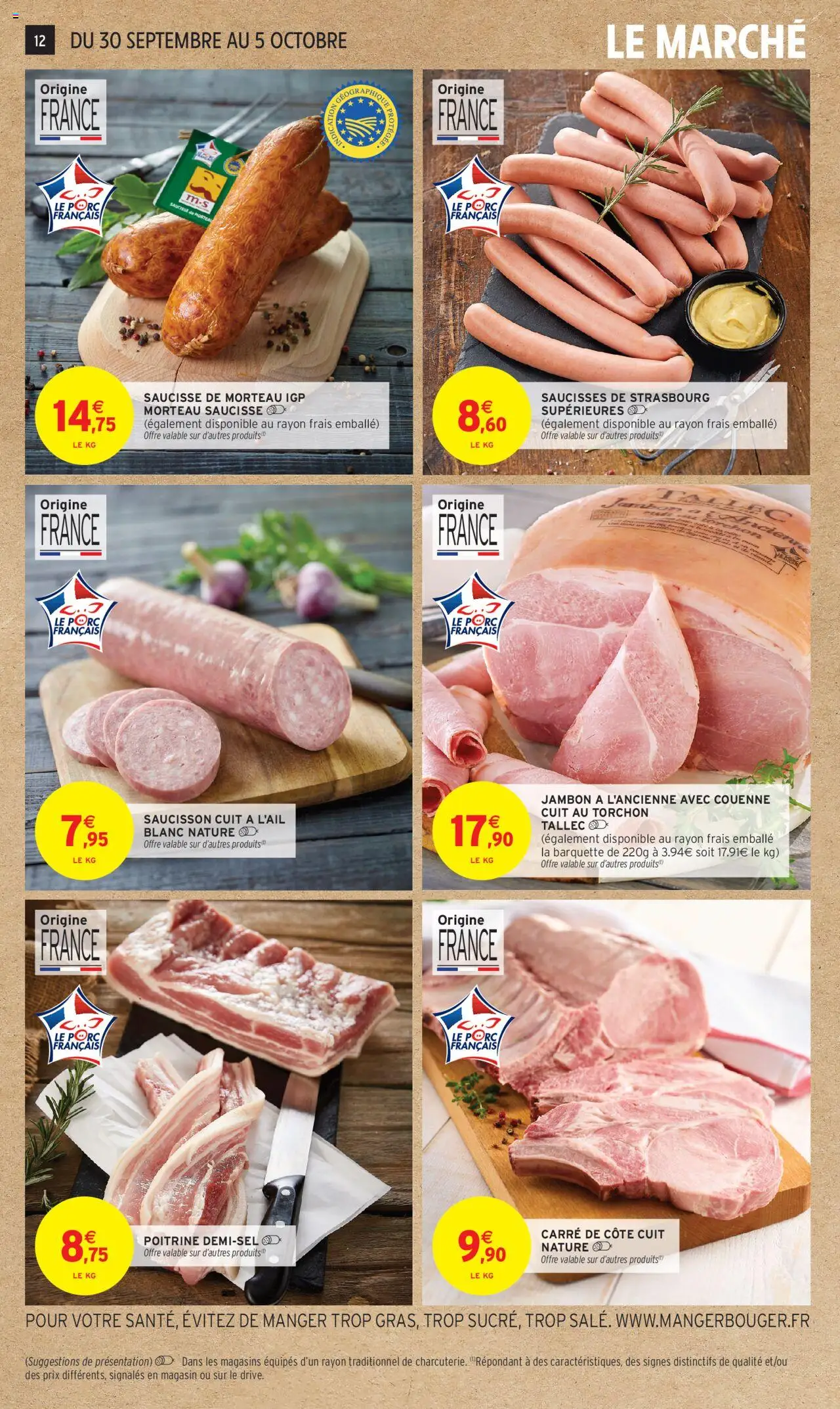  | Page: 12 | Produits: Saucisson, Jambon, Saucisse, Porc