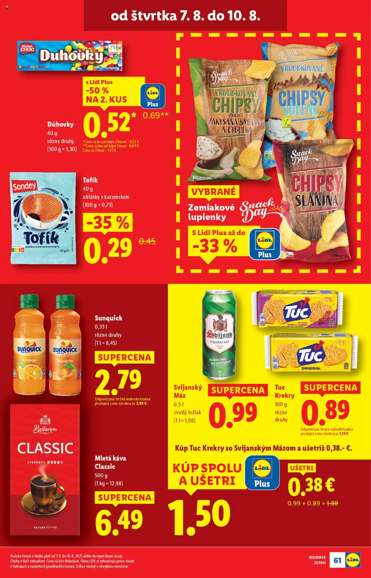 Lidl leták │ platný od 04.08.2025 | Strana: 67 | Produkty: Káva, Slanina, Sunquick, Chipsy