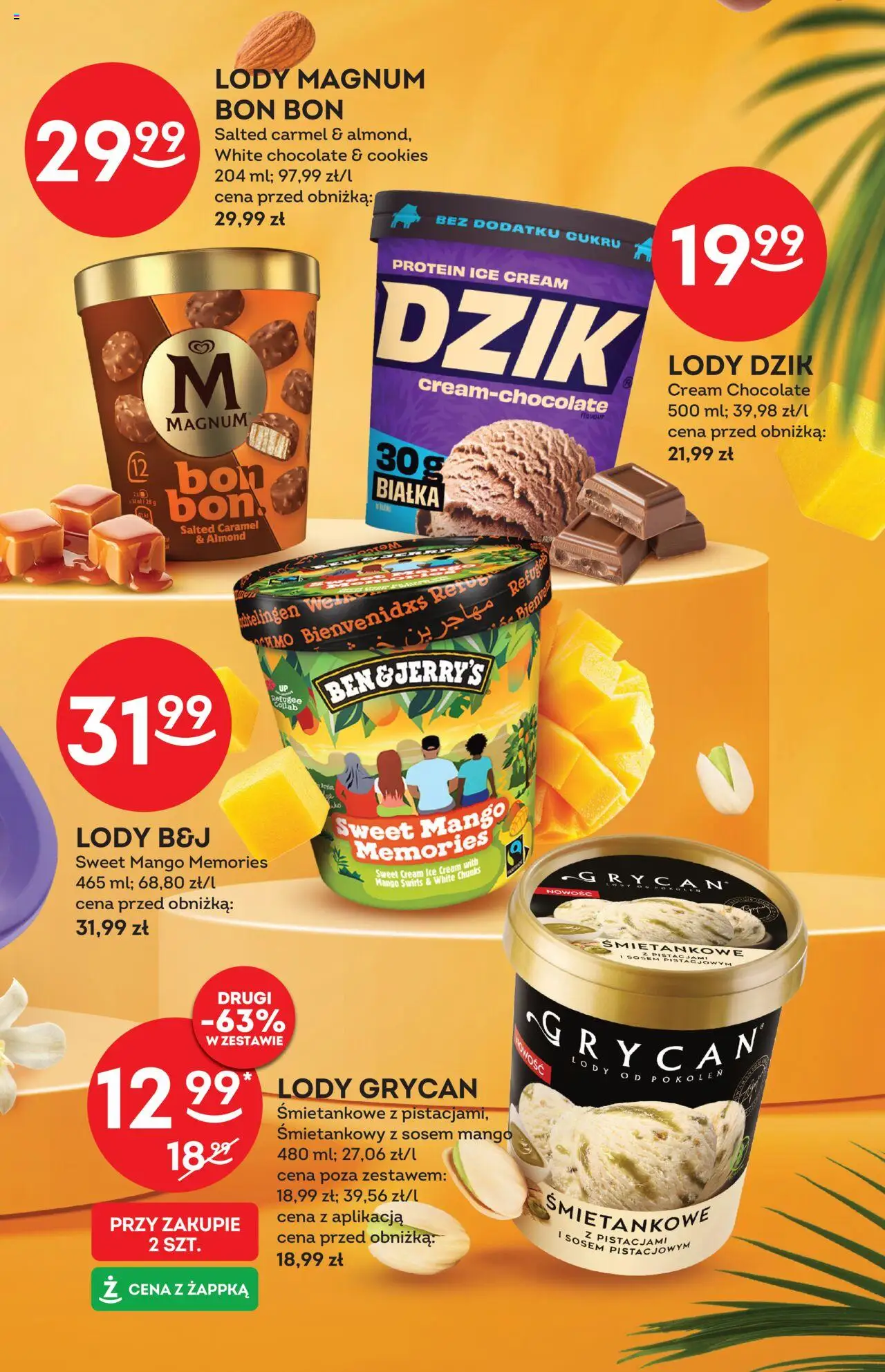 Żabka Gazetka - Lody od 13.08.2025 | Strona: 15 | Produkty: Mango, Lody Grycan, Lody Magnum, Lody