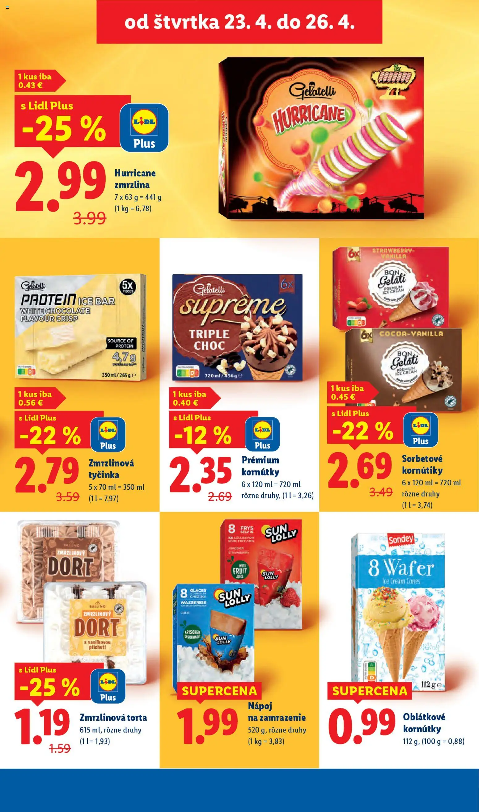 Nové Lidl akcie – leták je platný od 20.04.2026 | Strana: 69 | Produkty: Protein, Zmrzlina, Torta, Cola