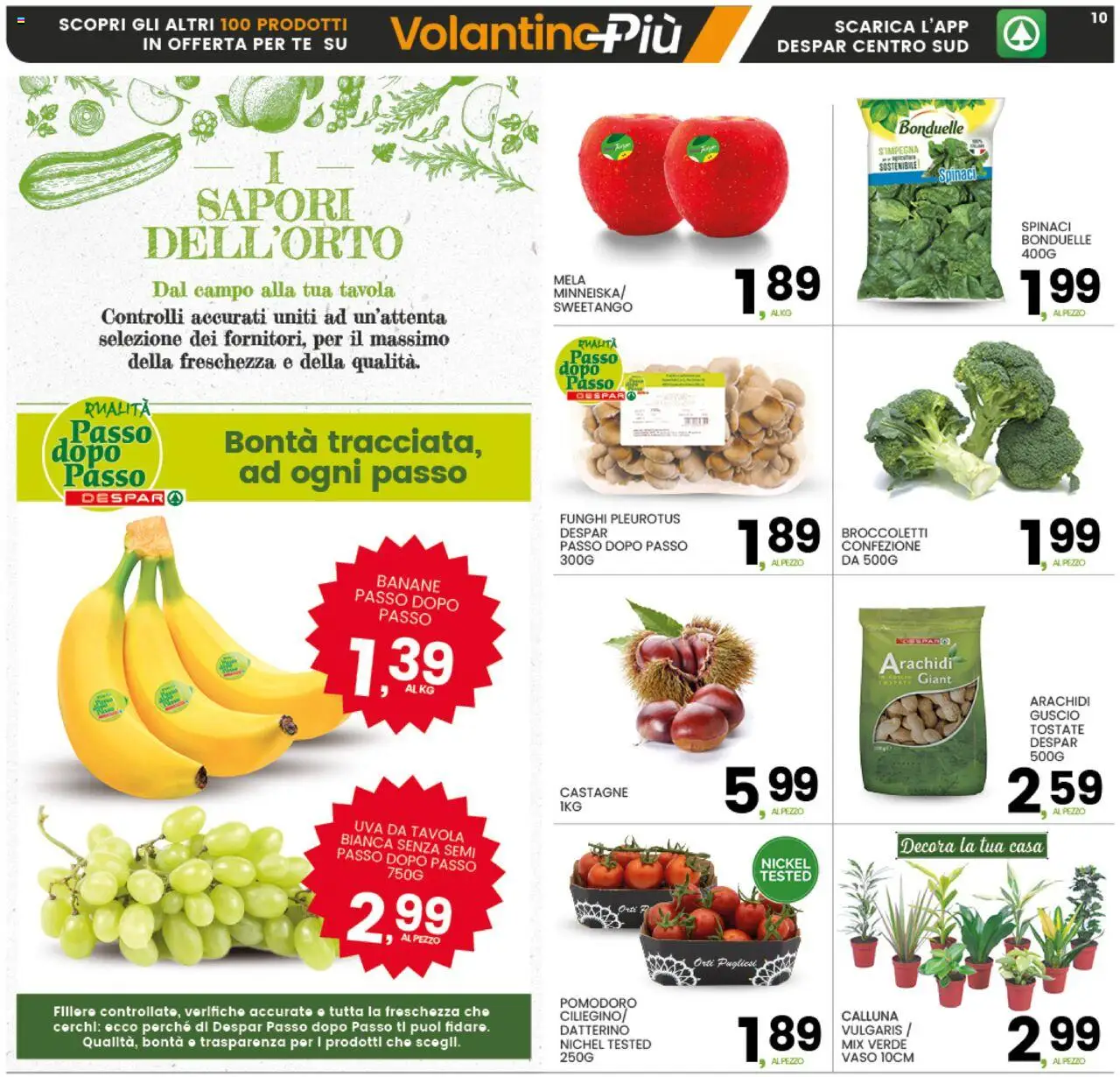 Volantino Interspar del 02.10.2025 | Pagina: 10 | Prodotti: Funghi, Spinaci, Uva, Vaso