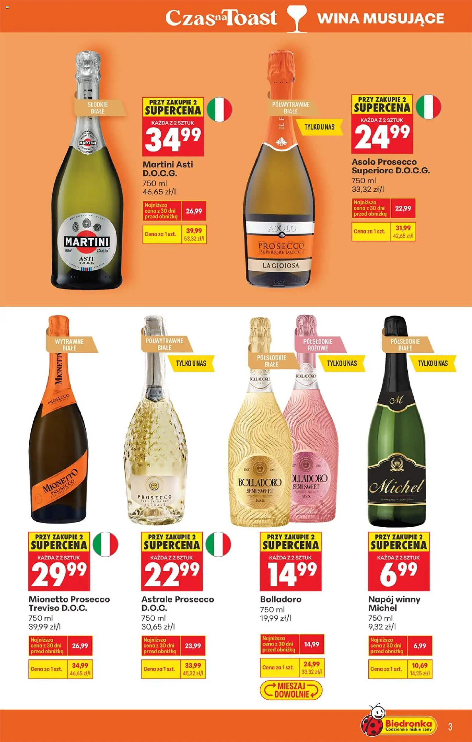 Biedronka Polsko leták - Czas na toast od 07.04.2026 | Strana: 3 | Produkty: Prosecco, Martini, Mionetto, Martini asti