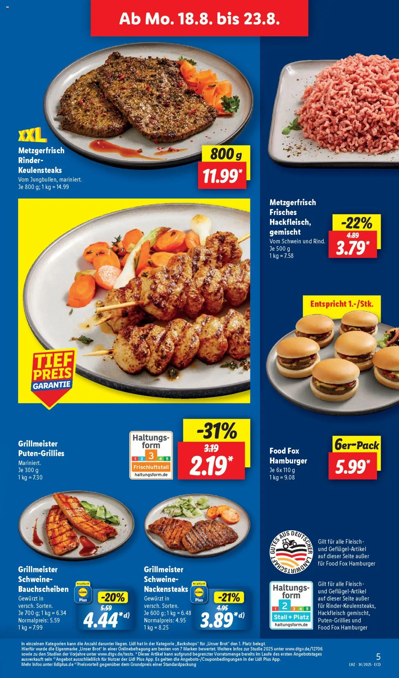 Lidl Prospekt 	 - gültig ab dem 18.08.2025 | Seite: 7 | Produkte: Nackensteaks, Brot, Fleisch, Hackfleisch