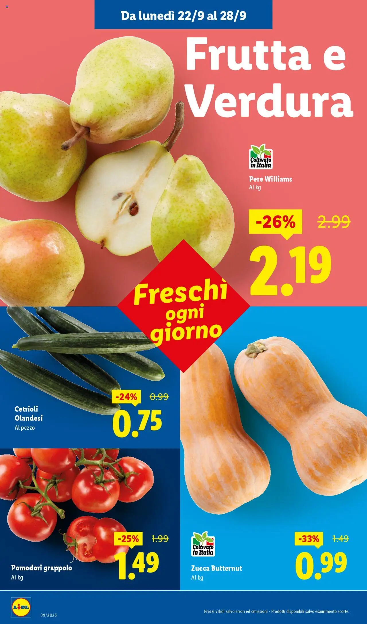 Volantino Lidl del 22.09.2025 | Pagina: 6 | Prodotti: Cetrioli, Frutta, Pomodori, Zucca