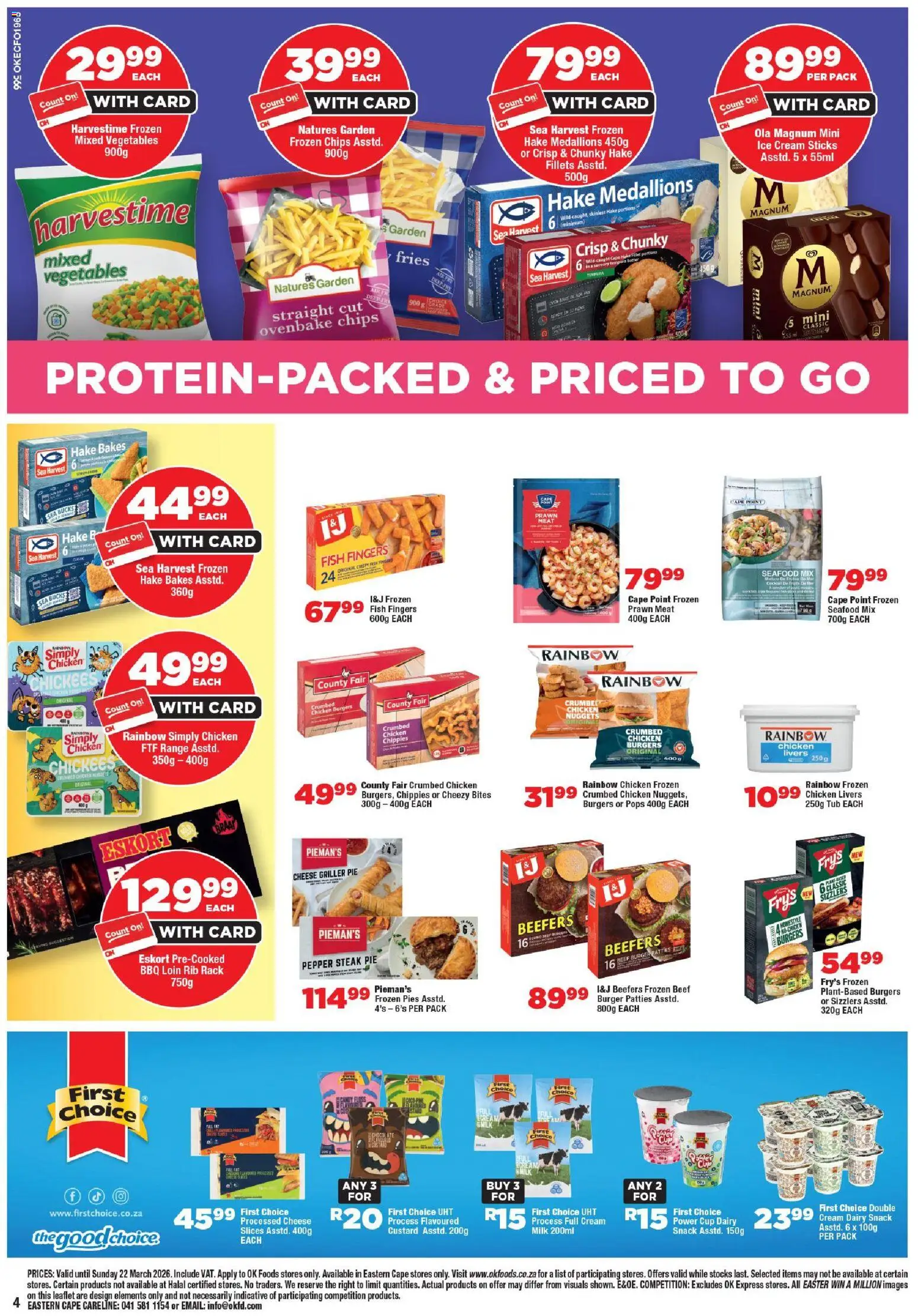 New OK Foods catalogue – valid from 11.03.2026 | Page: 4 | Products: Custard, Ice cream, Vegetables, Fry's