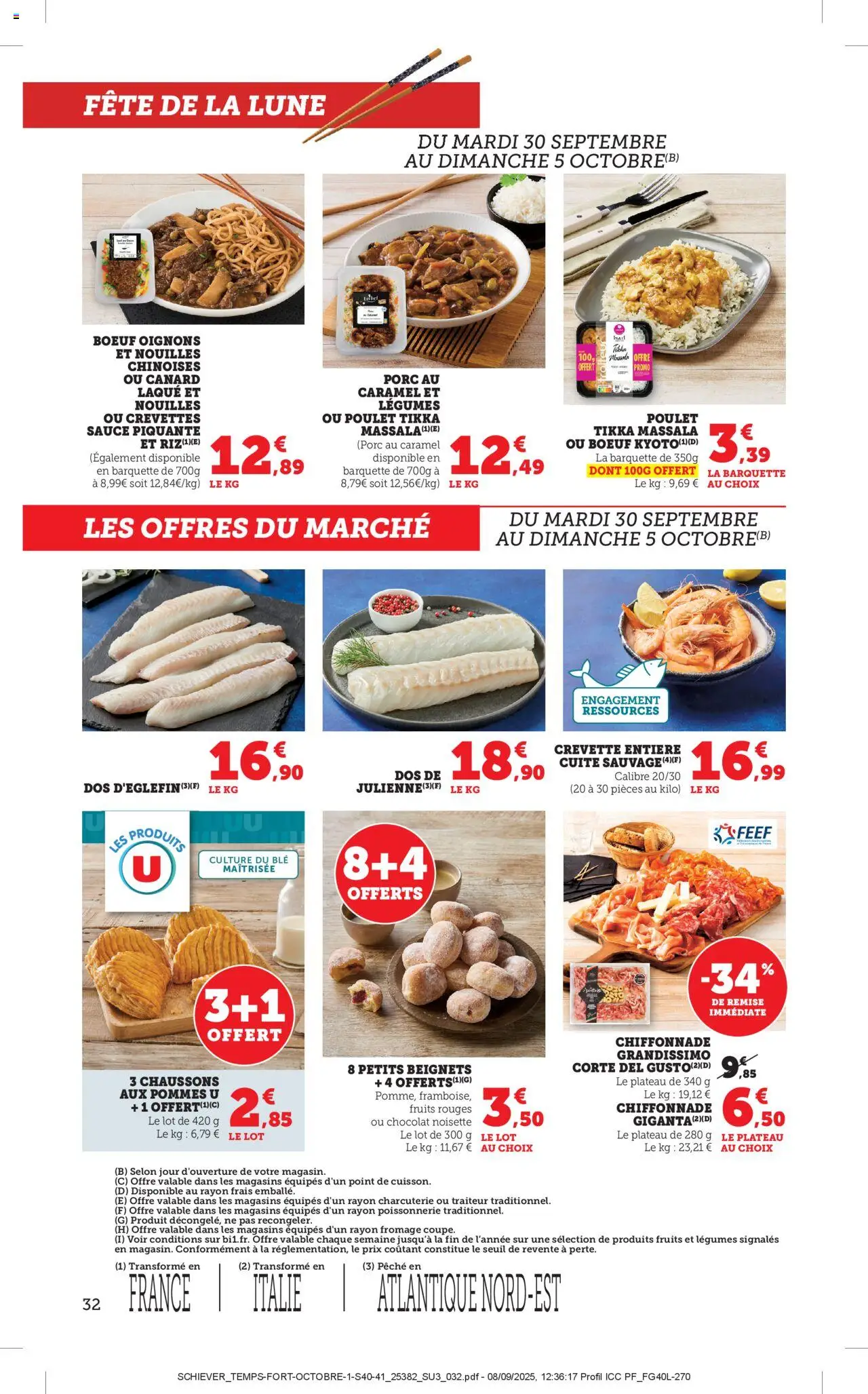 {H1} | Page: 32 | Produits: Poissonnerie, Crevettes, Dos d'églefin, Nouilles chinoises