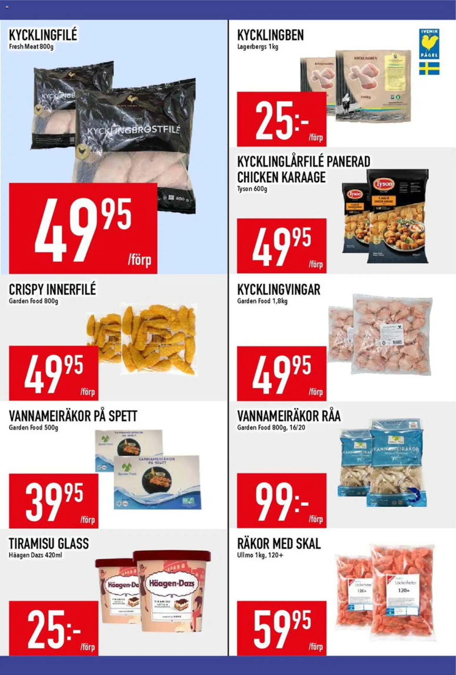 Matdax reklamblad aktuell från 09.03.2026 | Sida: 7 | Produkter: Kycklingfile, Räkor, Glass