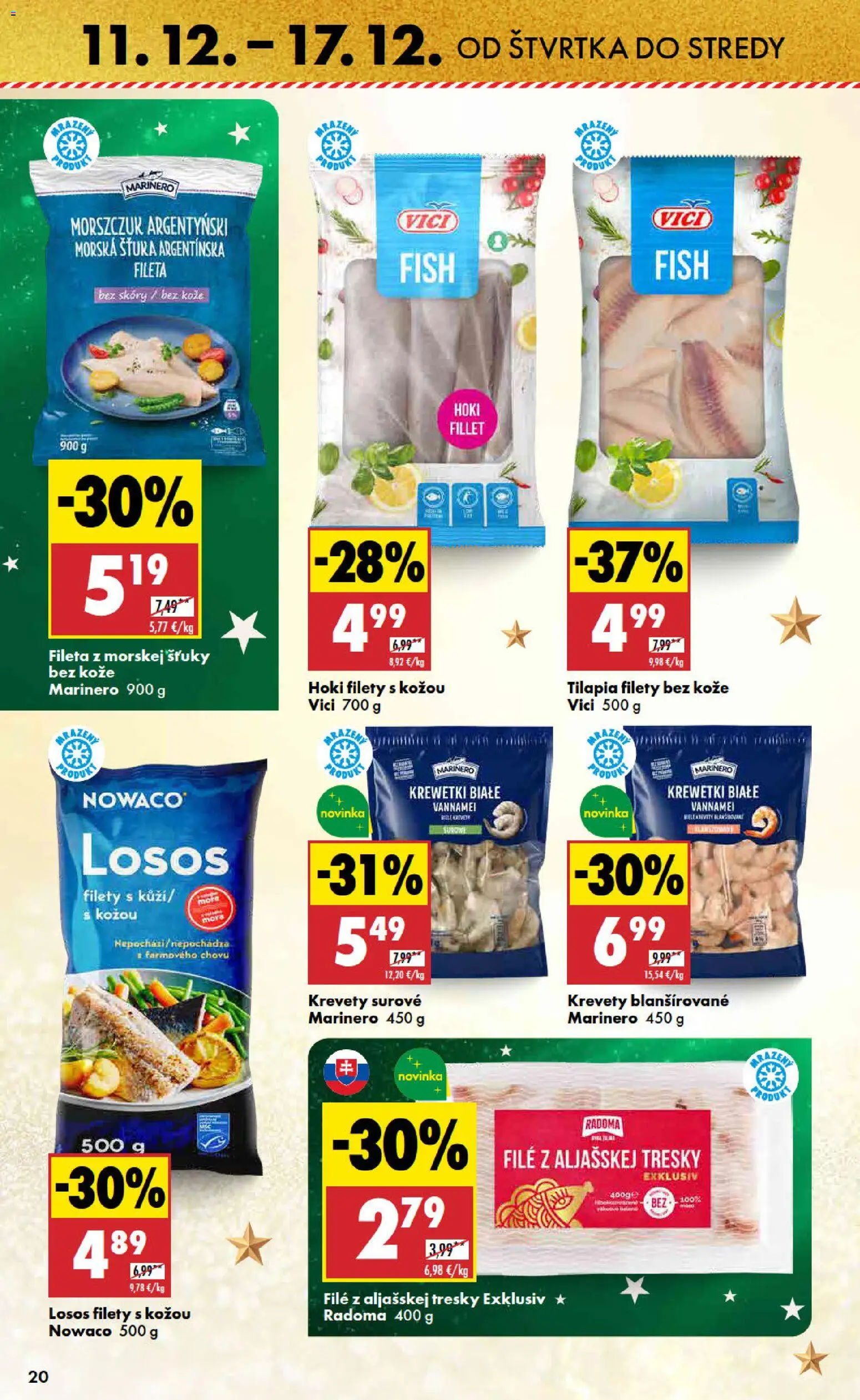 Nové Biedronka akcie – leták je platný od 11.12.2025 | Strana: 20 | Produkty: Krevety, Losos