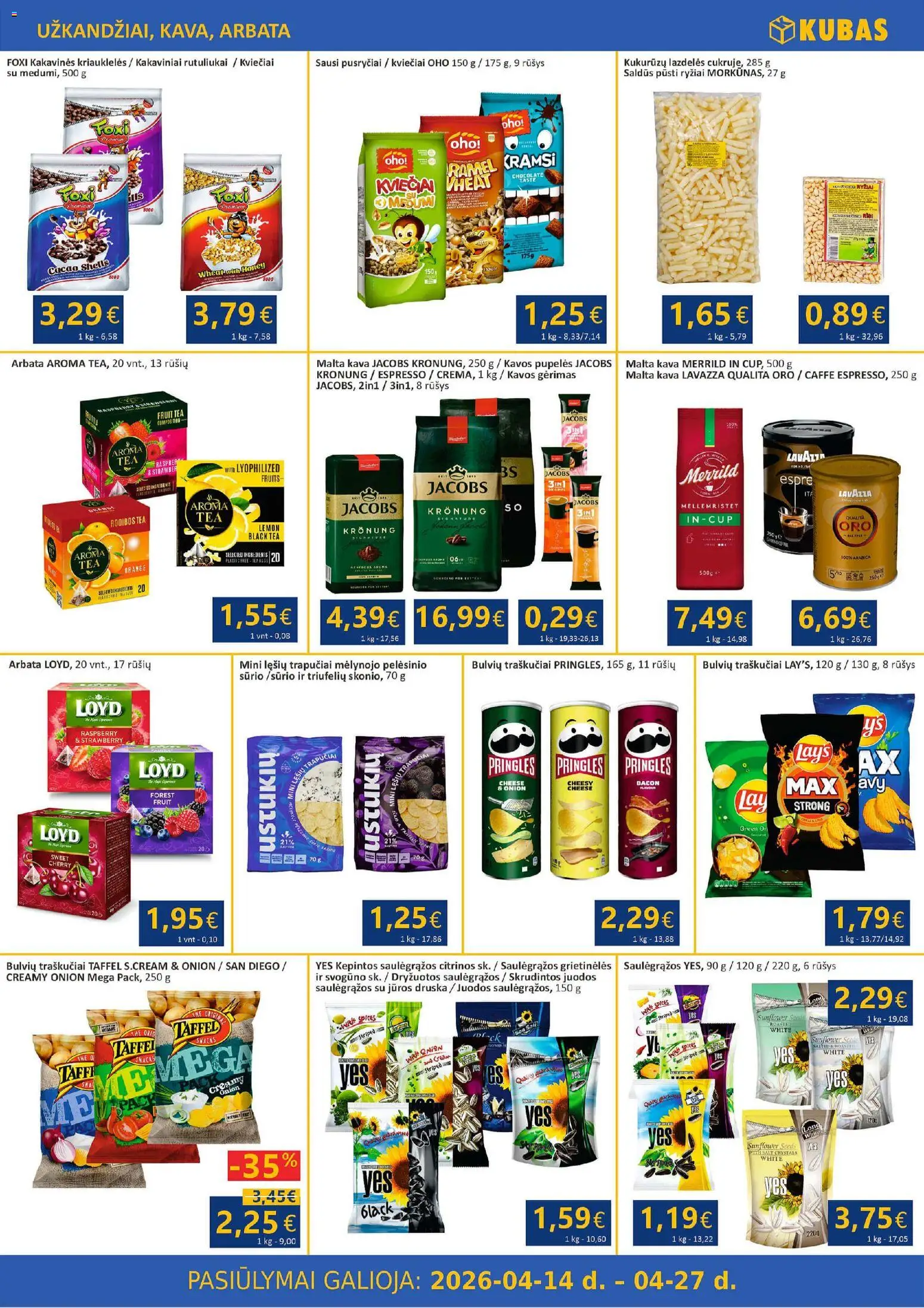 Kubas akcijos nuo 14.04.2026 | Puslapis: 9 | Prekių: Pupelės, Kava, Druska, Arbata