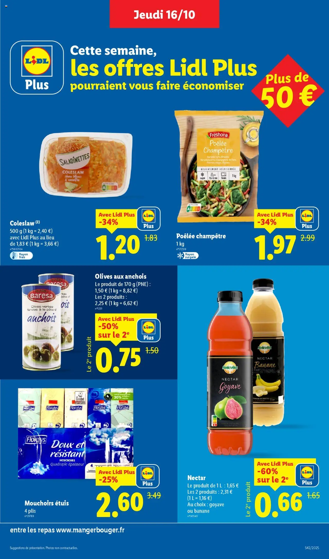 {H1} | Page: 9 | Produits: Goyave, Olives, Anchois, Mouchoirs