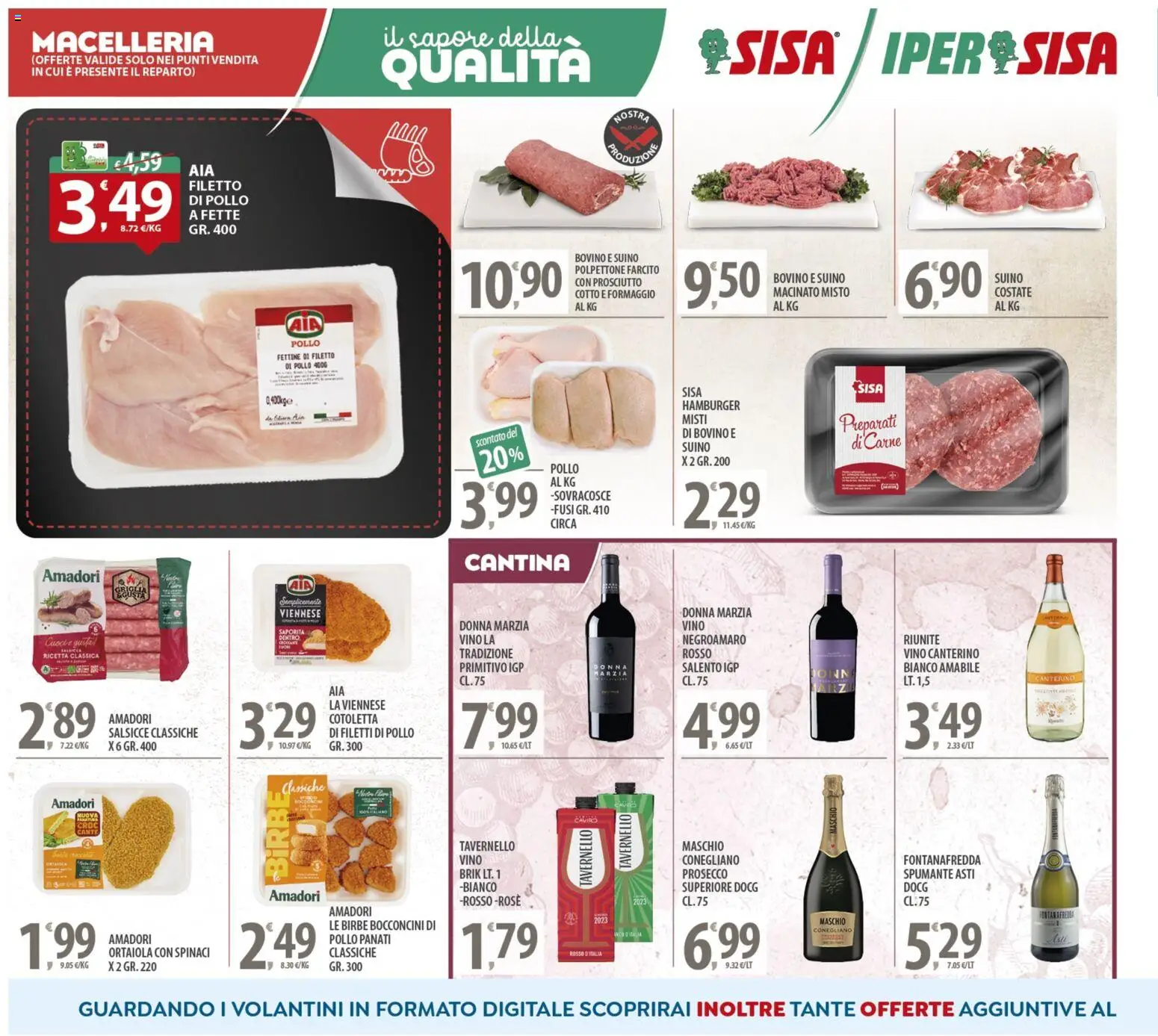 Volantino SISA del 14.11.2025 | Pagina: 4 | Prodotti: Bovino, Prosecco, Suino, Formaggio