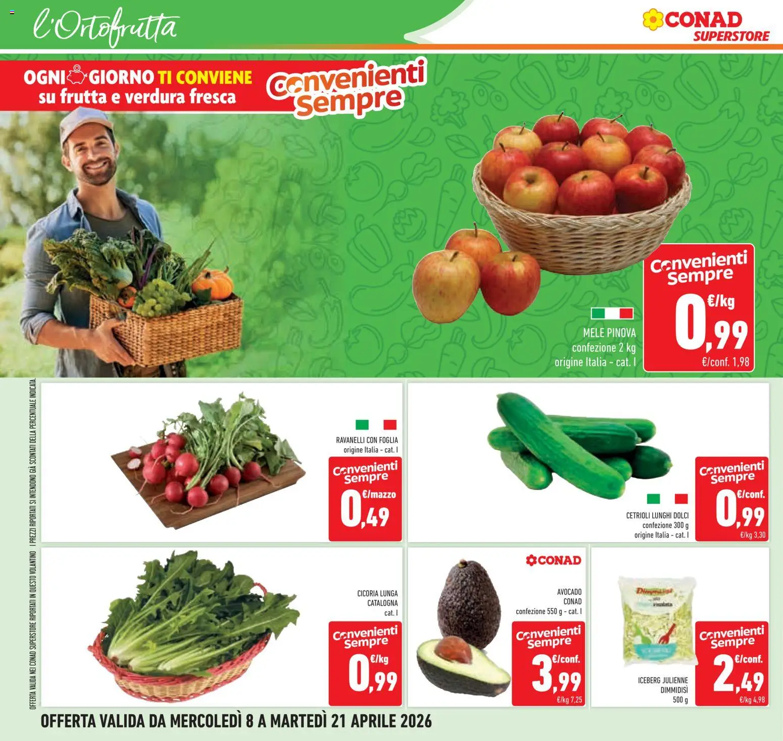 Volantino Conad del 08.04.2026 | Pagina: 12 | Prodotti: Mele, Avocado, Frutta, Ravanelli