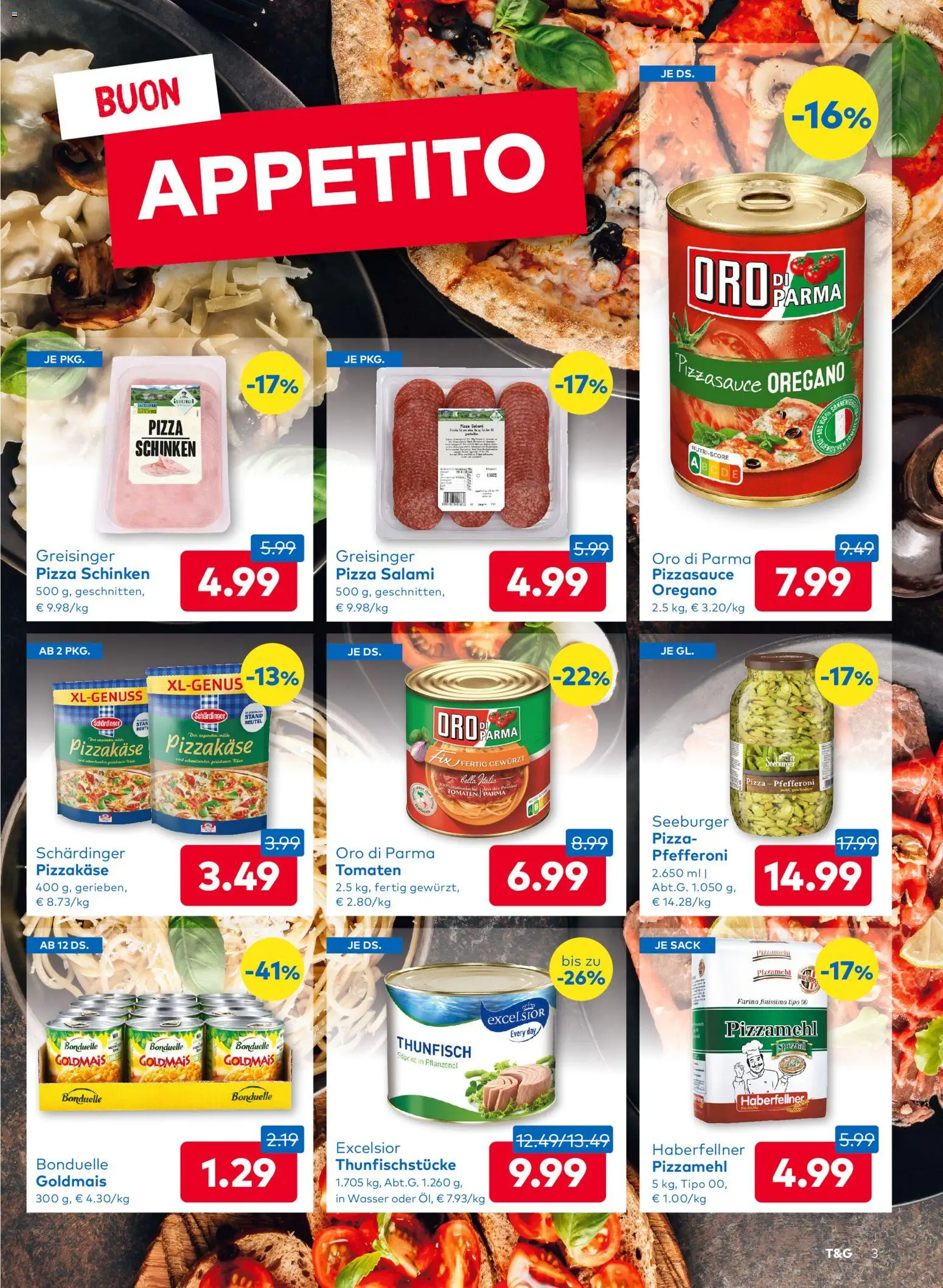 T&G Steiermark gültig ab 06.11.2025 | Seite: 3 | Produkte: Salami, Schinken, Pizza, Tomaten
