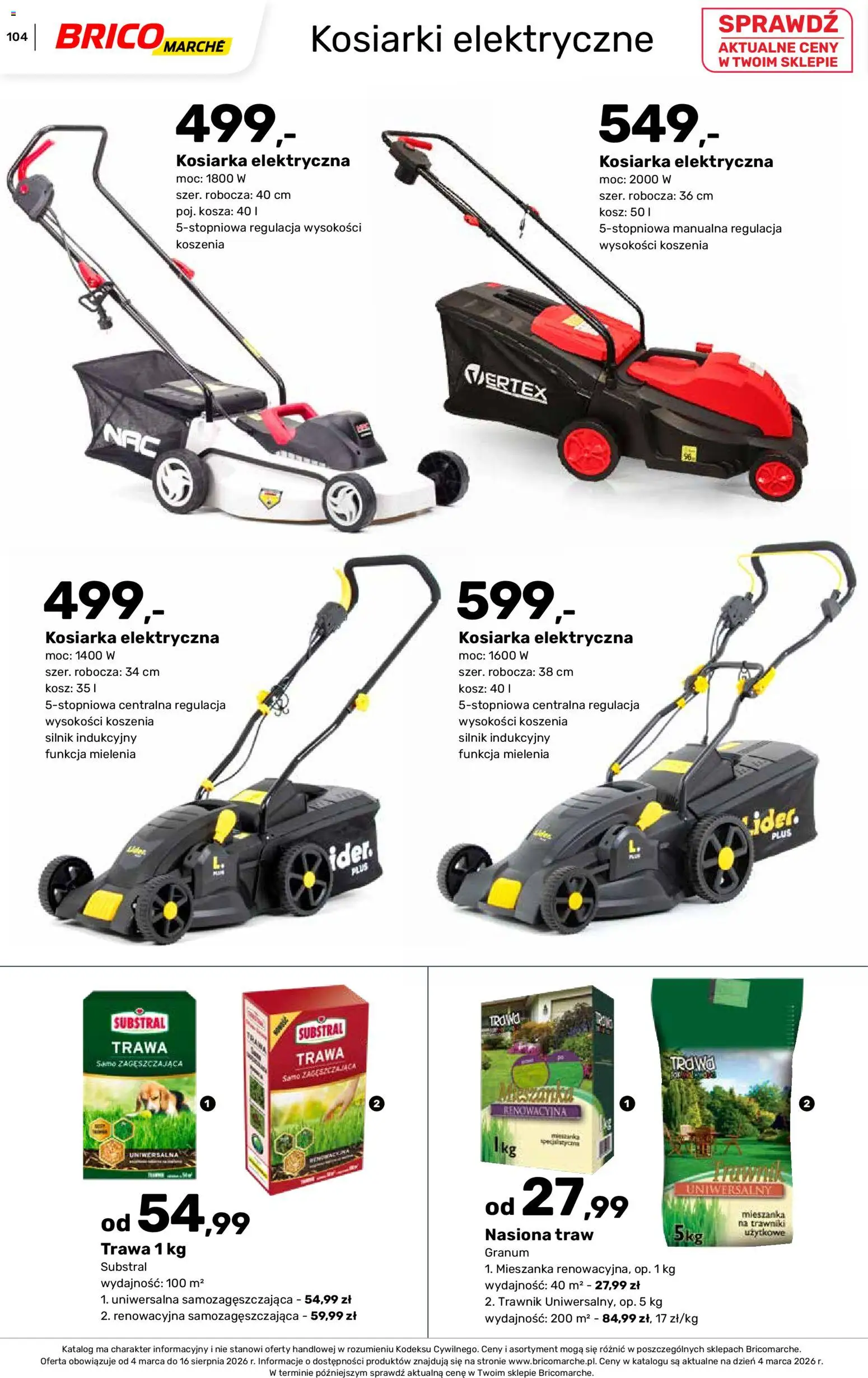 Brico Marché gazetka - Wiosna od 04.03.2026 | Strona: 104 | Produkty: Kosiarka, Nasiona, Kosz