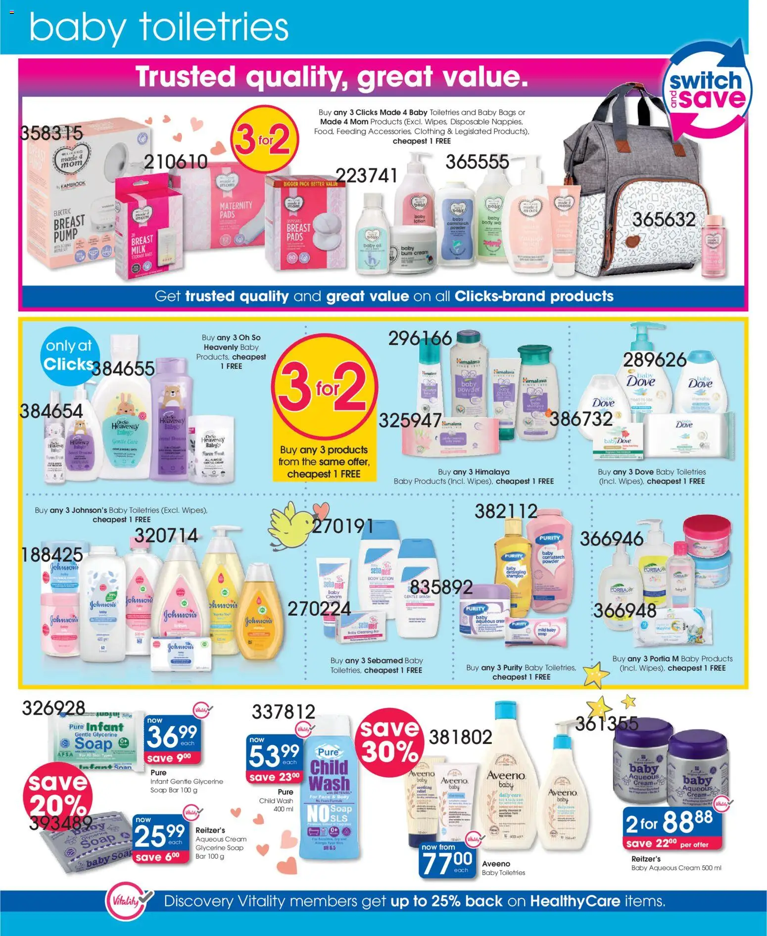 New Clicks catalogue – valid from 23.04.2026 | Page: 42 | Products: Milk, Oil, Shampoo, Body wash