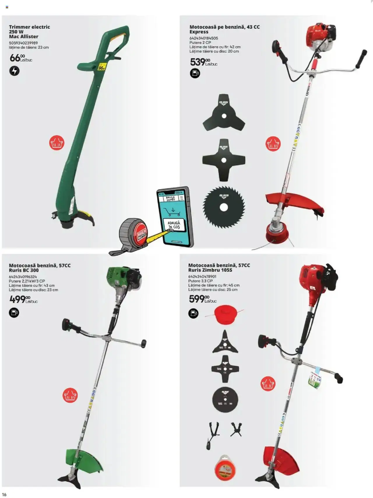 Noul catalog Brico Depot – valabil de la 14.02.2025 | Pagină: 16 | Produse: Trimmer, Disc, Coș