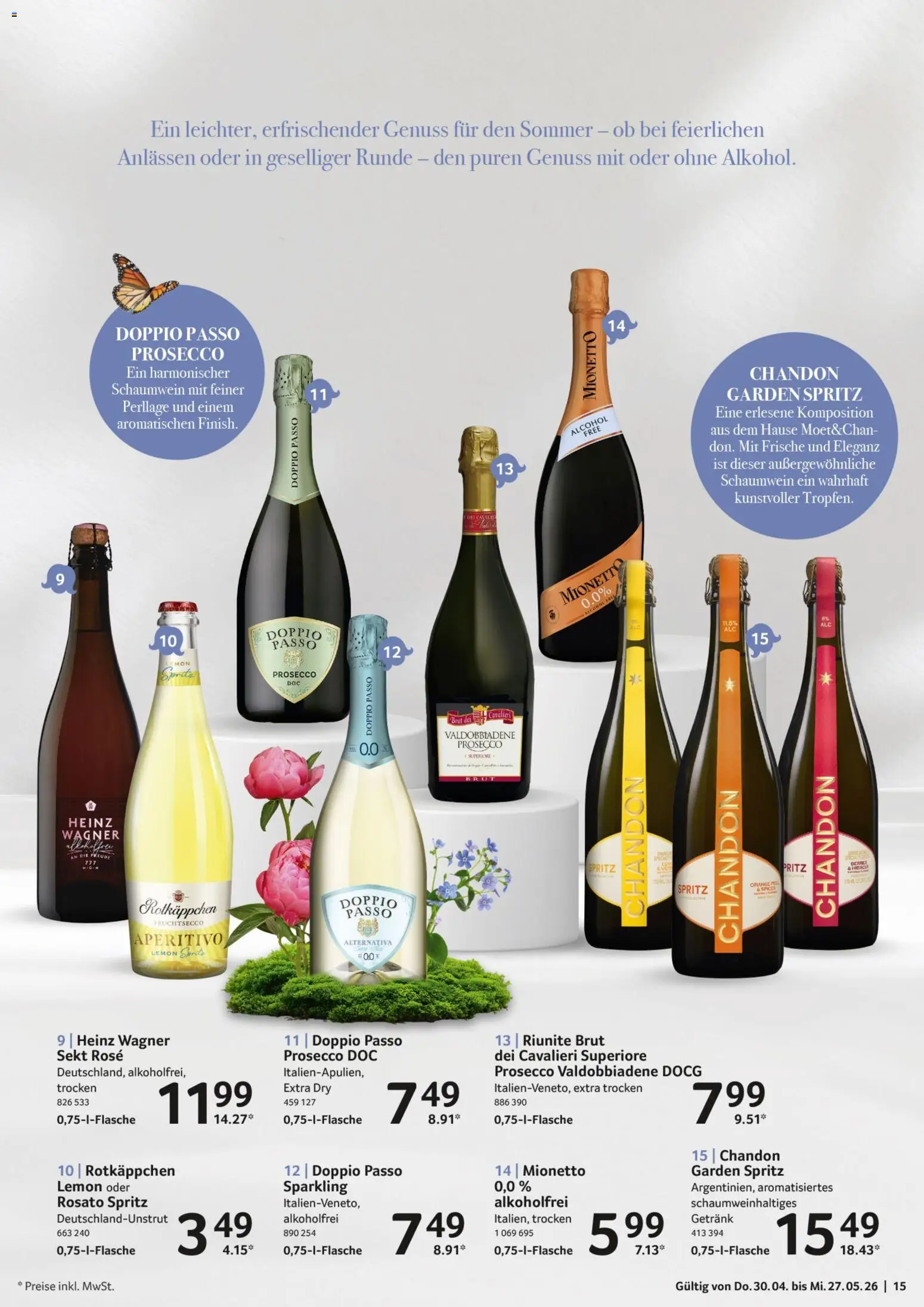 Selgros Weinkatalog – gültig ab 30.04.2026 | Seite: 15 | Produkte: Fruchtsecco, Prosecco, Doppio Passo, Rotkäppchen