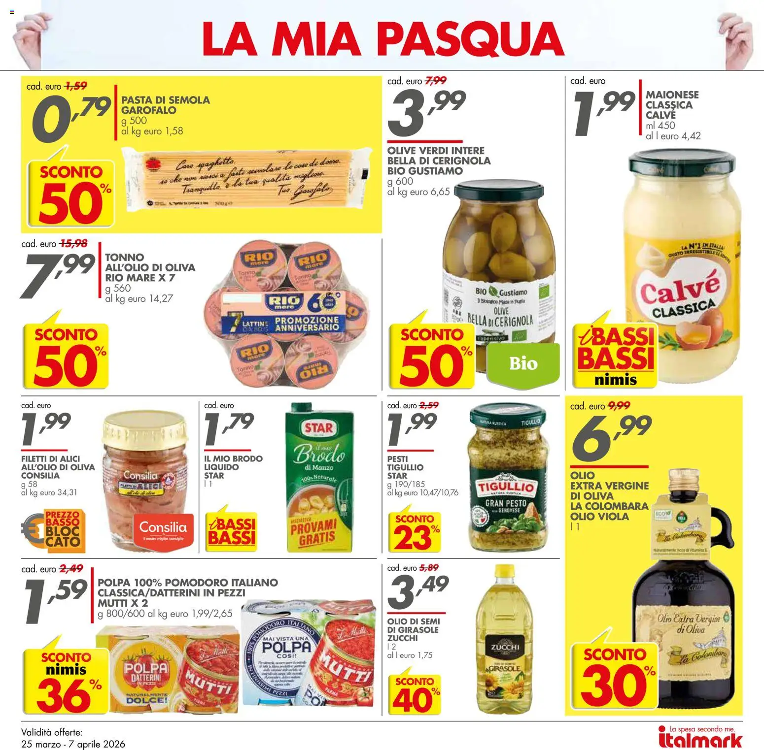 Volantino Italmark del 25.03.2026 | Pagina: 17 | Prodotti: Pomodoro, Olio extra vergine, Mutti, Alici