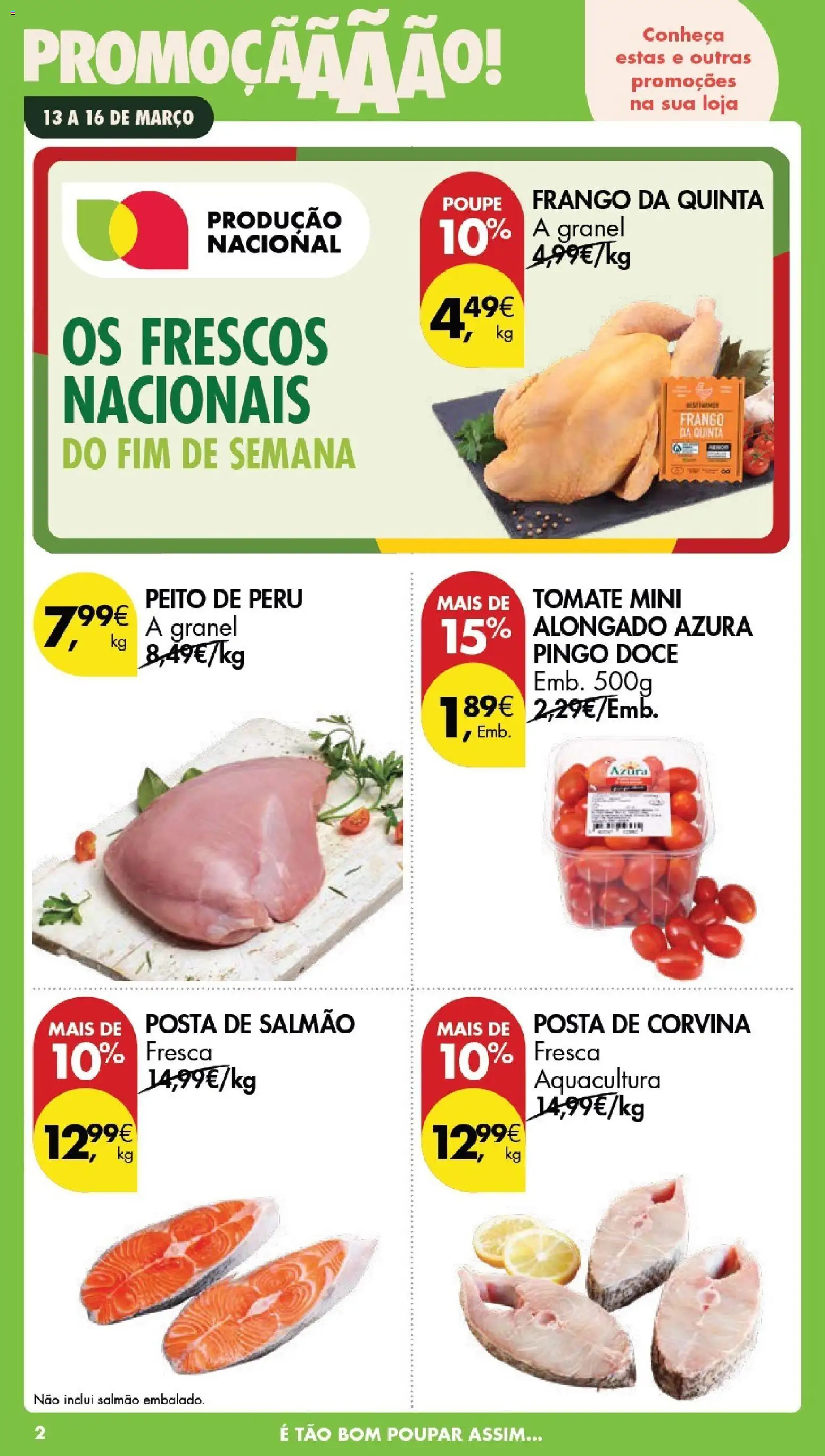 Pingo Doce Poupe este Fim de Semana │ válido de 13.03.2026 | Página: 2 | Produtos: Peito de peru, Peru, Salmão, Tomate