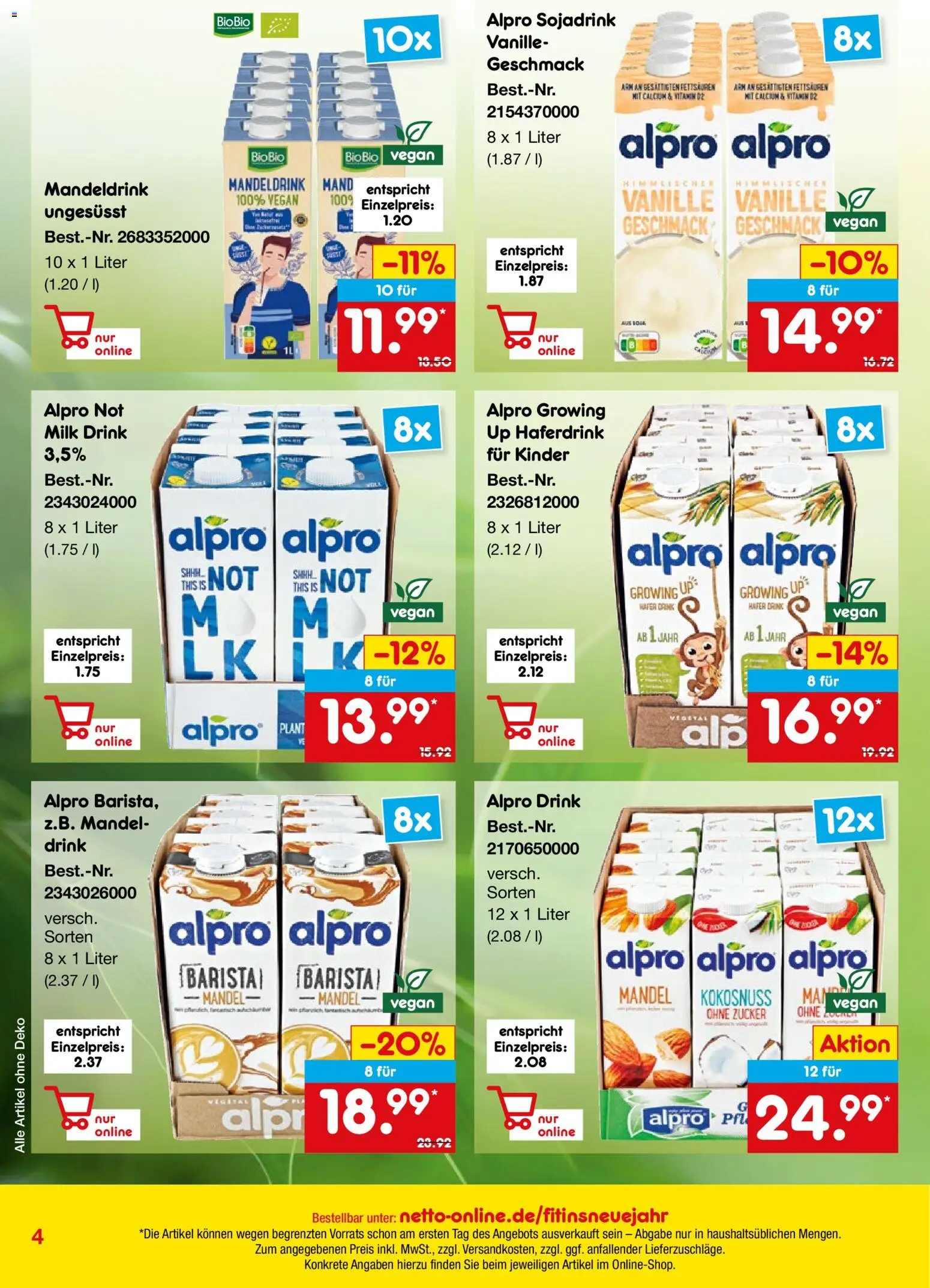 Netto Marken-Discount Online-Sonderangebote – gültig ab 01.01.2026 | Seite: 4 | Produkte: Haferdrink, Alpro, Zucker
