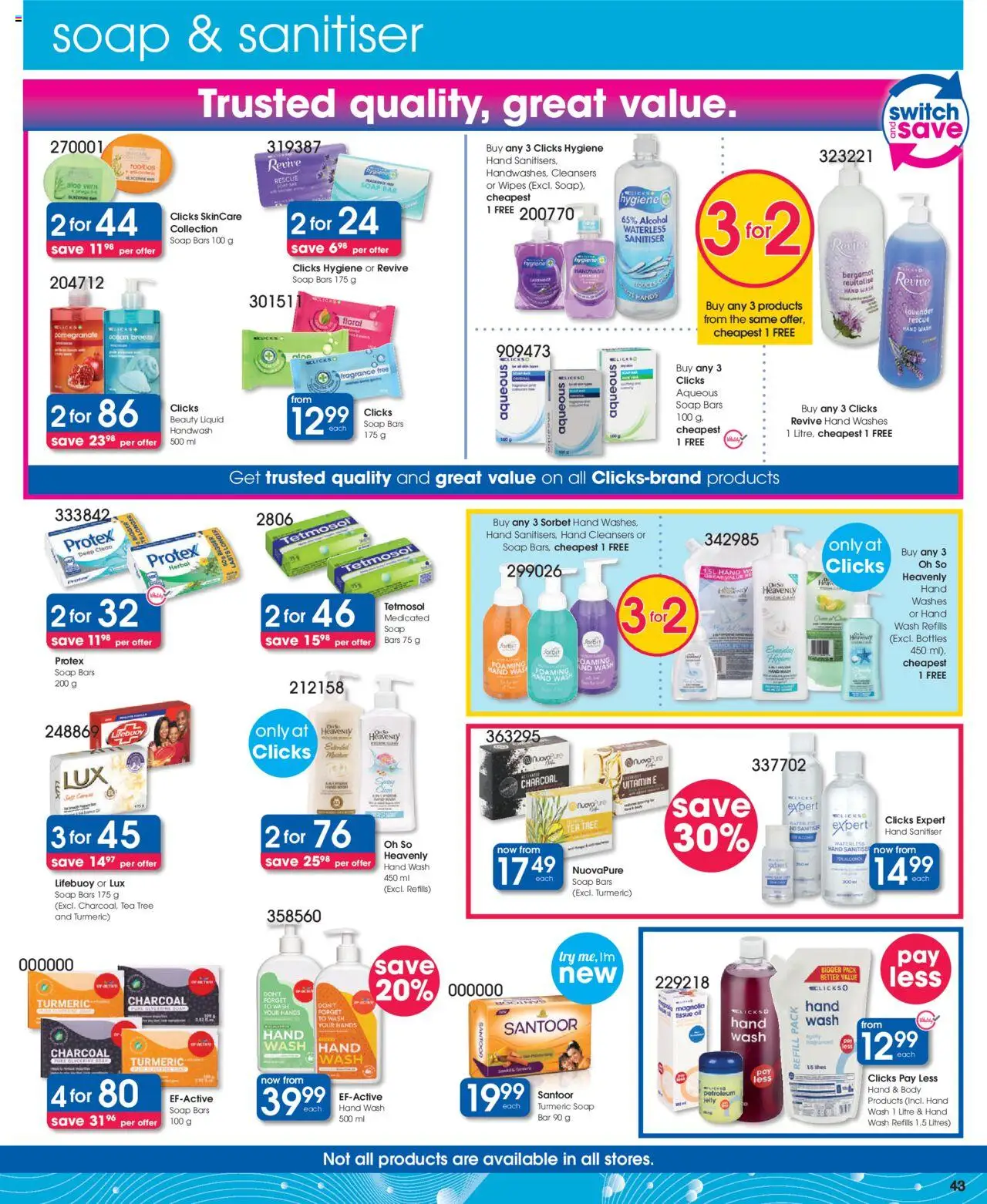 Clicks Specials │ valid from 07.08.2025 | Page: 39 | Products: Handwash, Switch, Tea, Sanitiser