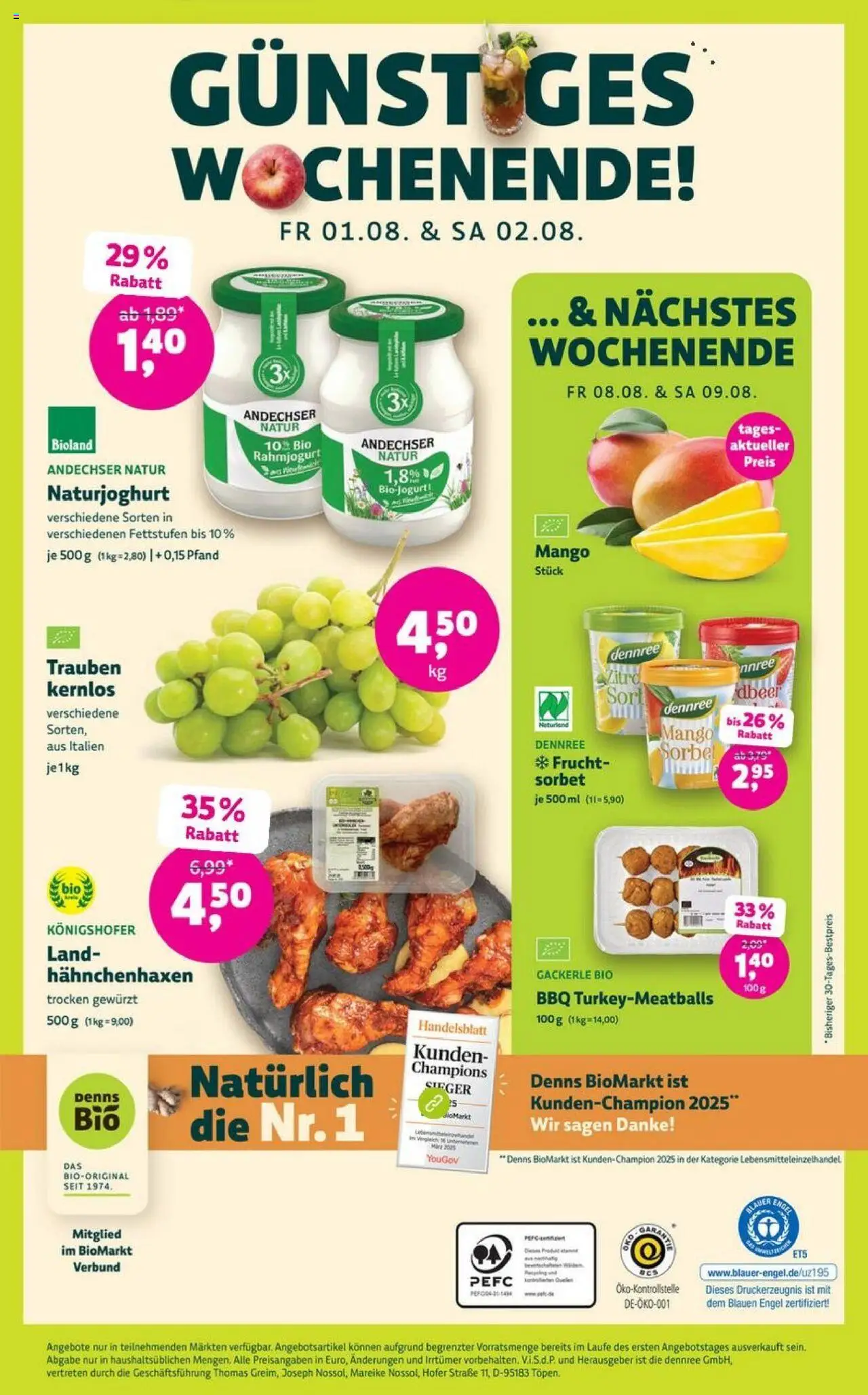 Denns BioMarkt Angebote - gültig ab dem 30.07.2025 | Seite: 12 | Produkte: Trauben, Mango