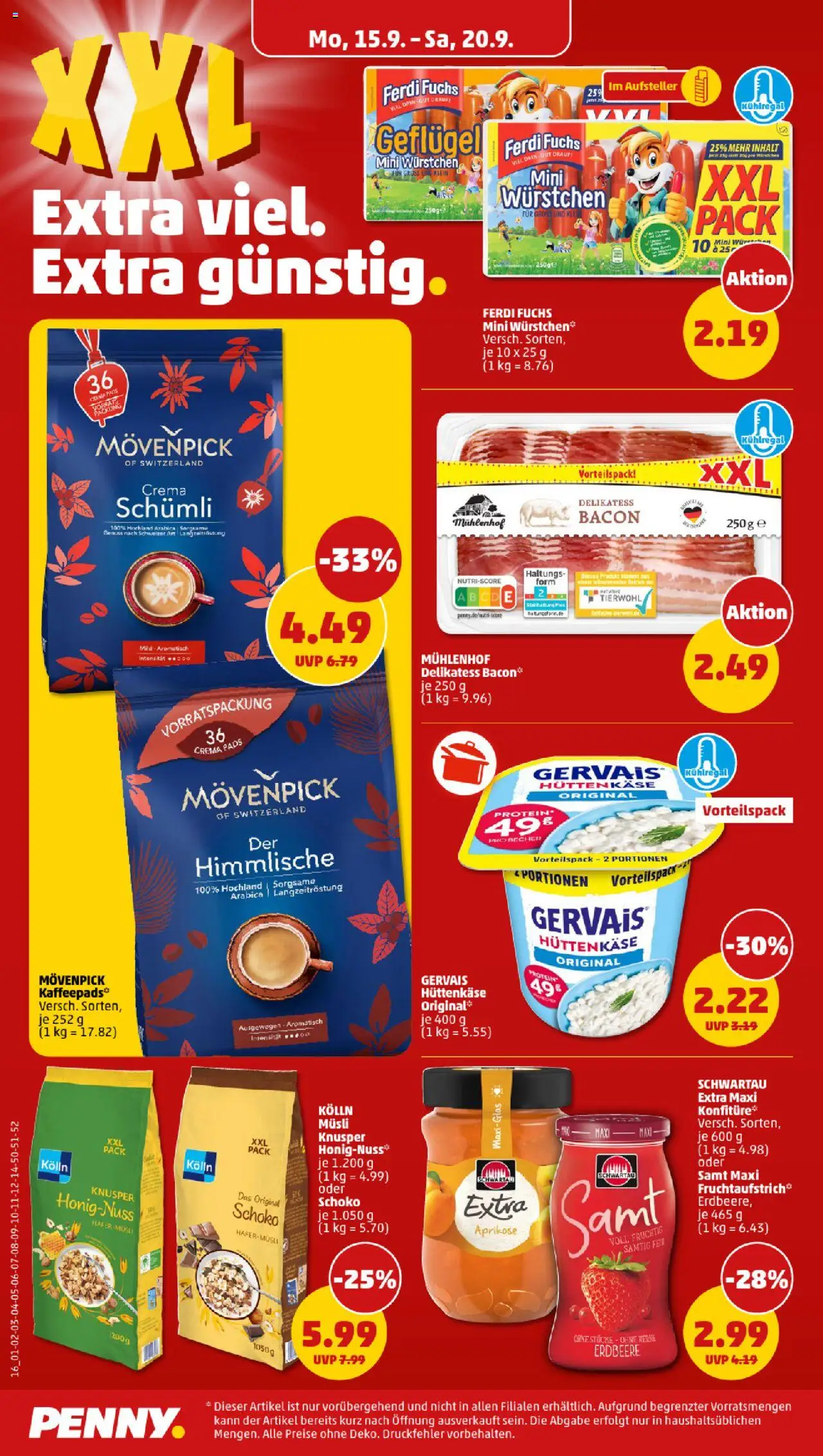 Penny Prospekt 	 – gültig ab 15.09.2025 | Seite: 16 | Produkte: Musli, Kaffeepads, Kolln, Hüttenkäse