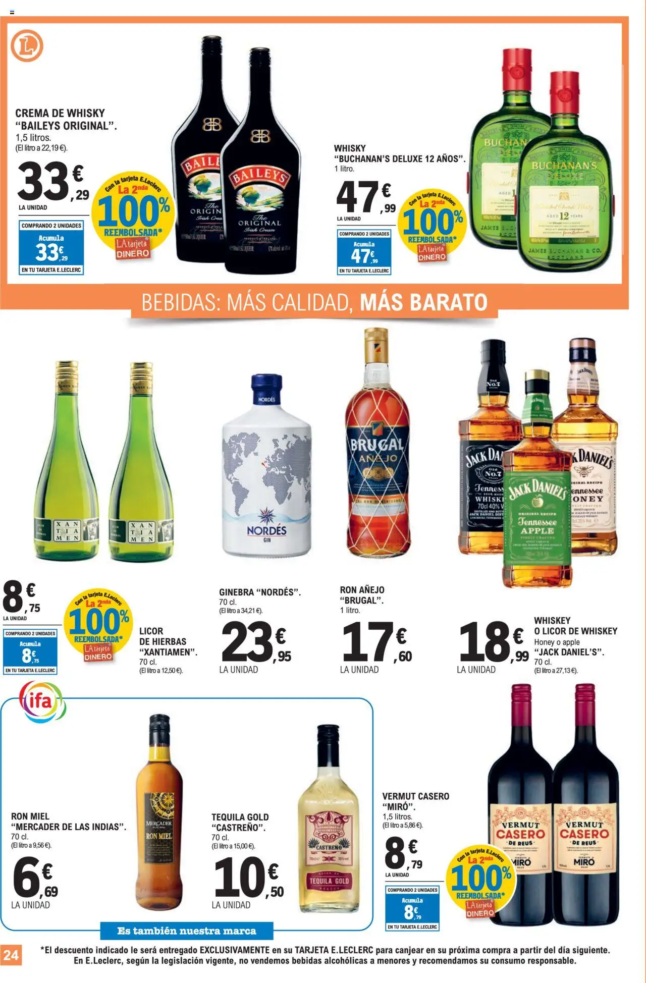 E.Leclerc folleto │ válido desde el 30.07.2025 | Página: 24 | Productos: Ψηφιακή κάμερα, Licor, Ginebra, Whisky