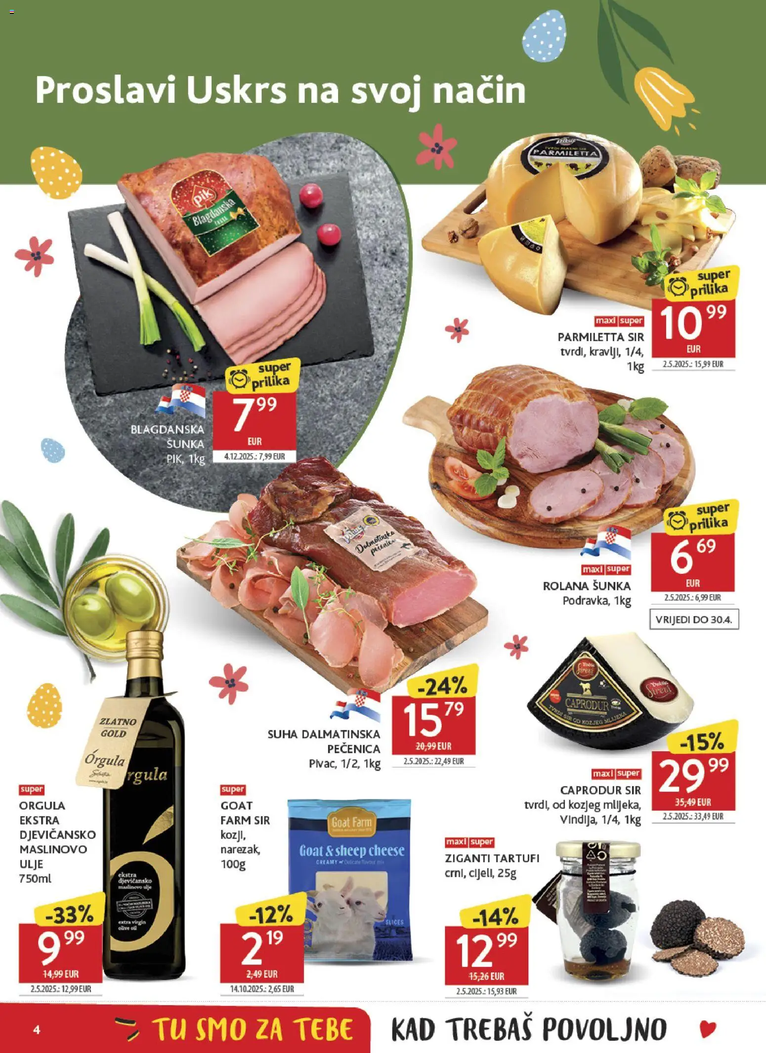 Konzum katalog | vrijedi od 01.04.2026 | Stranica: 4 | Proizvodi: Sir, Ulje, Maslinovo ulje, Narezak