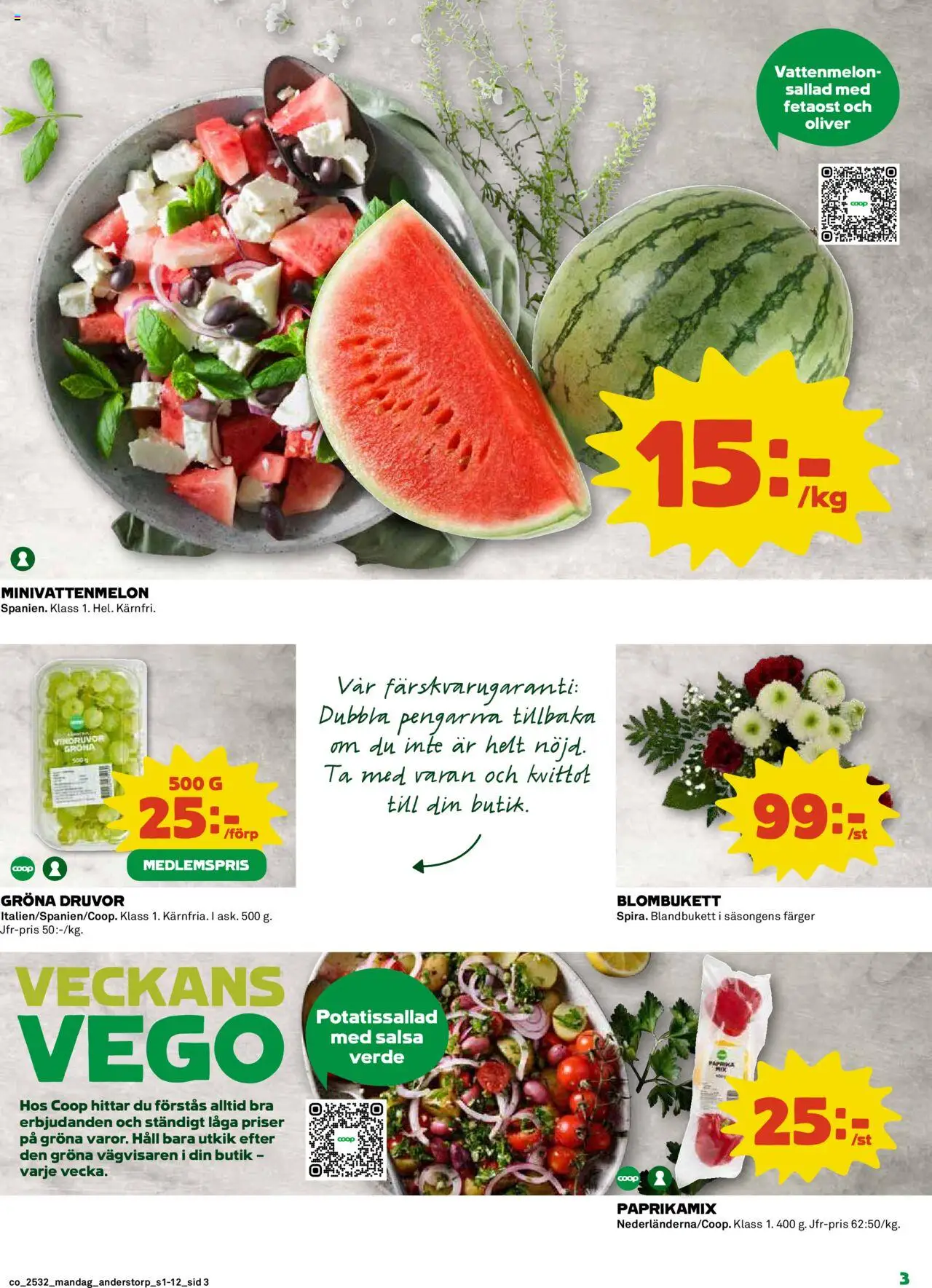 Coop reklamblad aktuell från 04.08.2025 | Sida: 3 | Produkter: Vindruvor, Salsa, Sallad, Häll