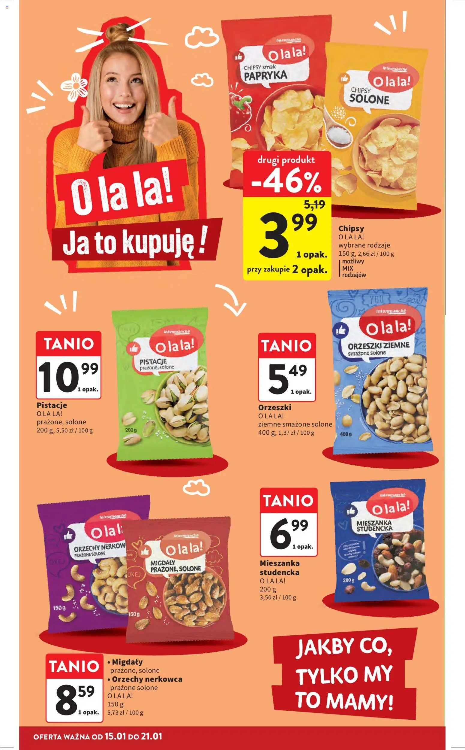 Intermarche Gazetka od 15.01.2026 | Strona: 38 | Produkty: Chipsy, Papryka, Orzeszki ziemne, Orzechy