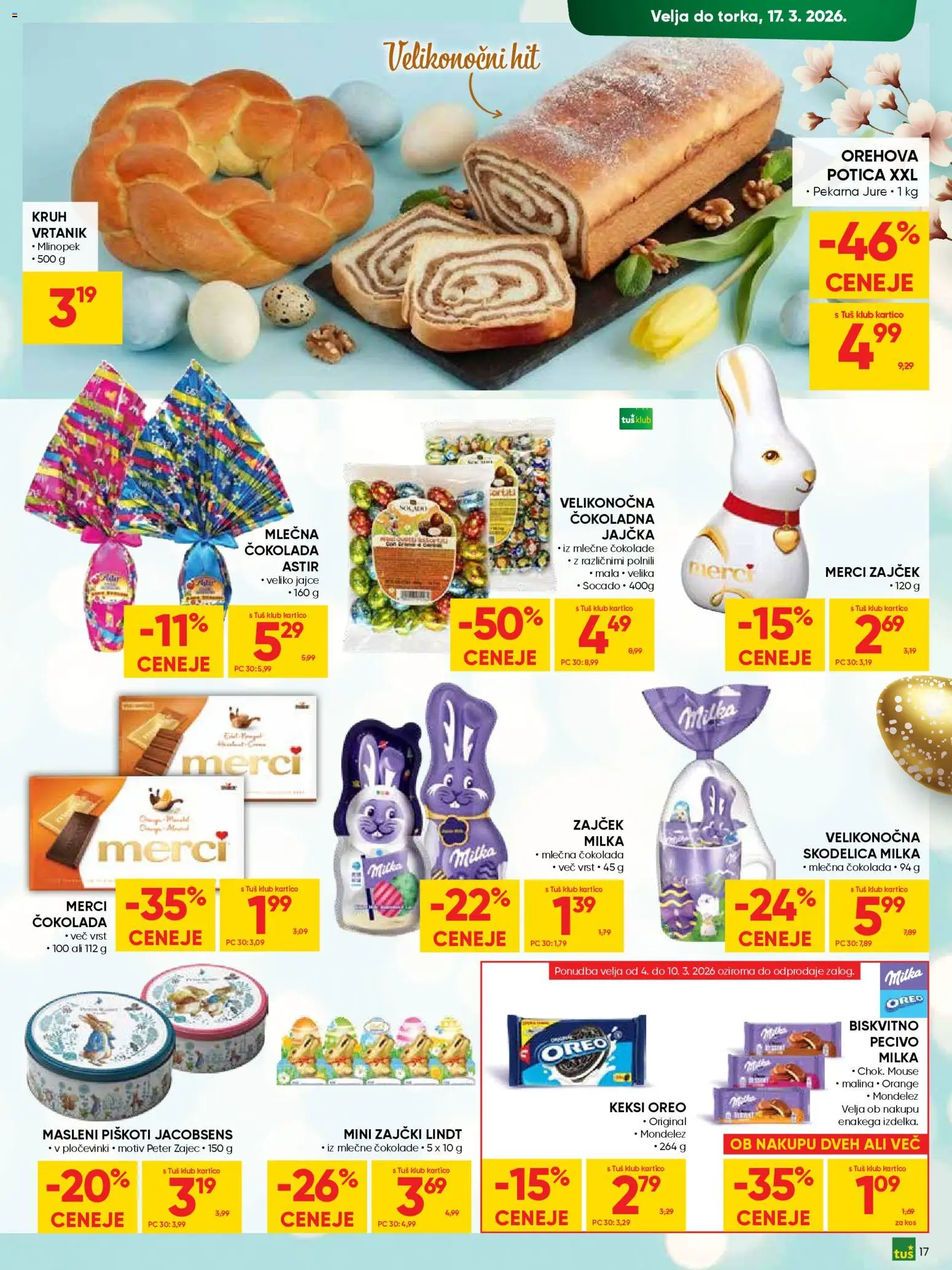 Novi Tuš katalog ponudbe – veljaven od 04.03.2026 | Stran: 17 | Izdelki: Keksi, Pekarna, Kruh, Cokolada