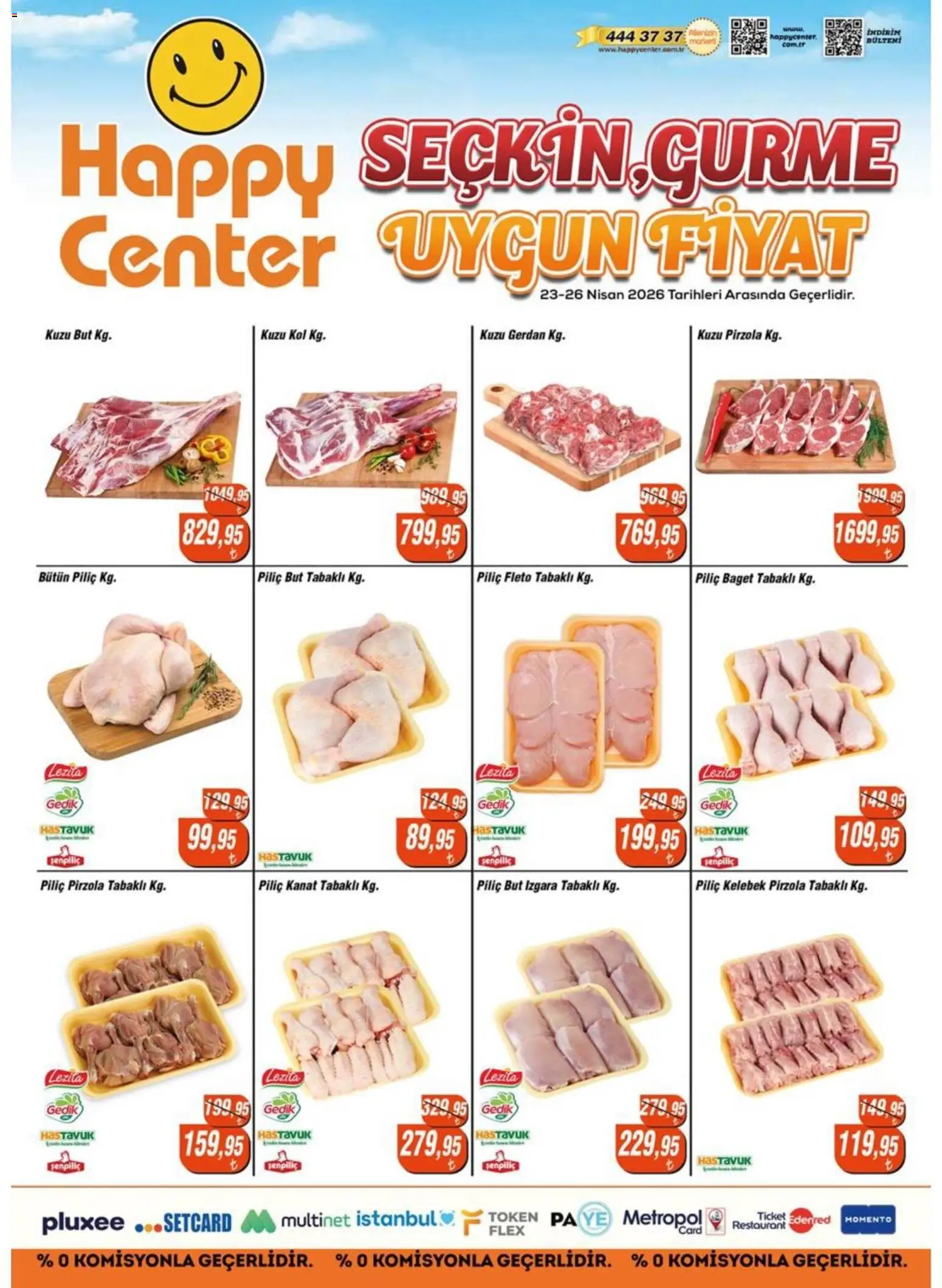 Happy Center - Kasap - 23.04.2026 tarihinden itibaren geçerlidir | Sayfa: 1 | Ürünler: Piliç, Pirzola, Izgara