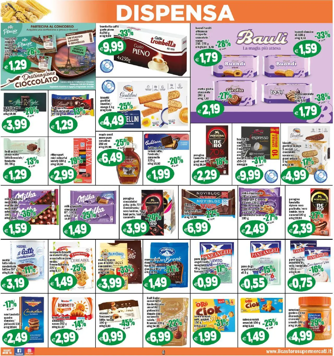 Volantino Il Castoro del 17.10.2025 | Pagina: 6 | Prodotti: Cioccolato, Cereali, Biscotti, Zucchero