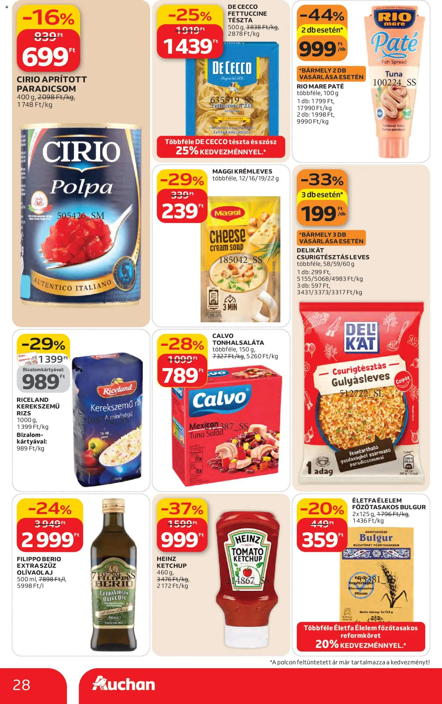 Auchan akciós ujság - amely érvényes a következő dátumtól: 12.02.2026 | Oldal: 28 | Termékek: Tonhalsaláta, Tonhal, Tészta, Ketchup