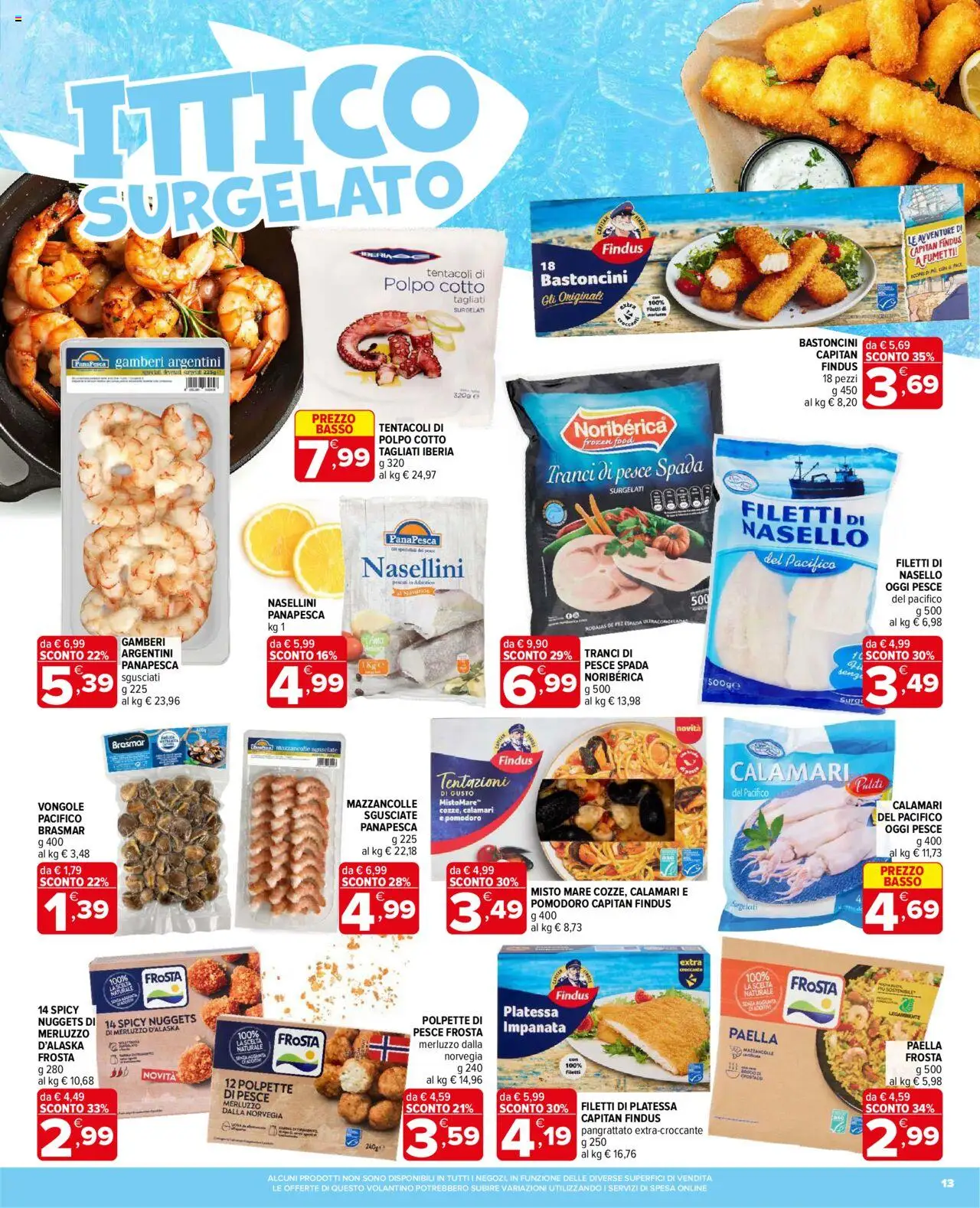 Volantino Iperal del 15.10.2025 | Pagina: 13 | Prodotti: Mazzancolle, Calamari, Nasello, Pesce spada
