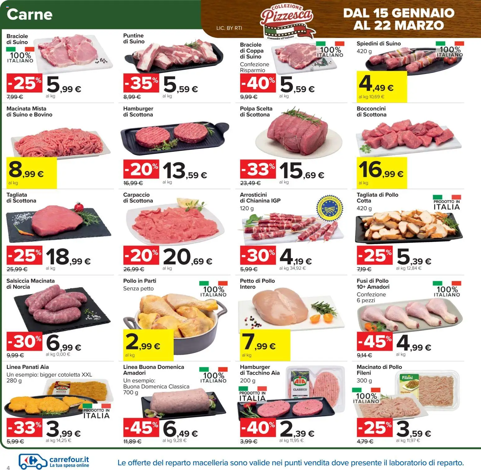 Volantino Carrefour del 17.02.2026 | Pagina: 4 | Prodotti: Suino, Tacchino, Salsiccia, Hamburger