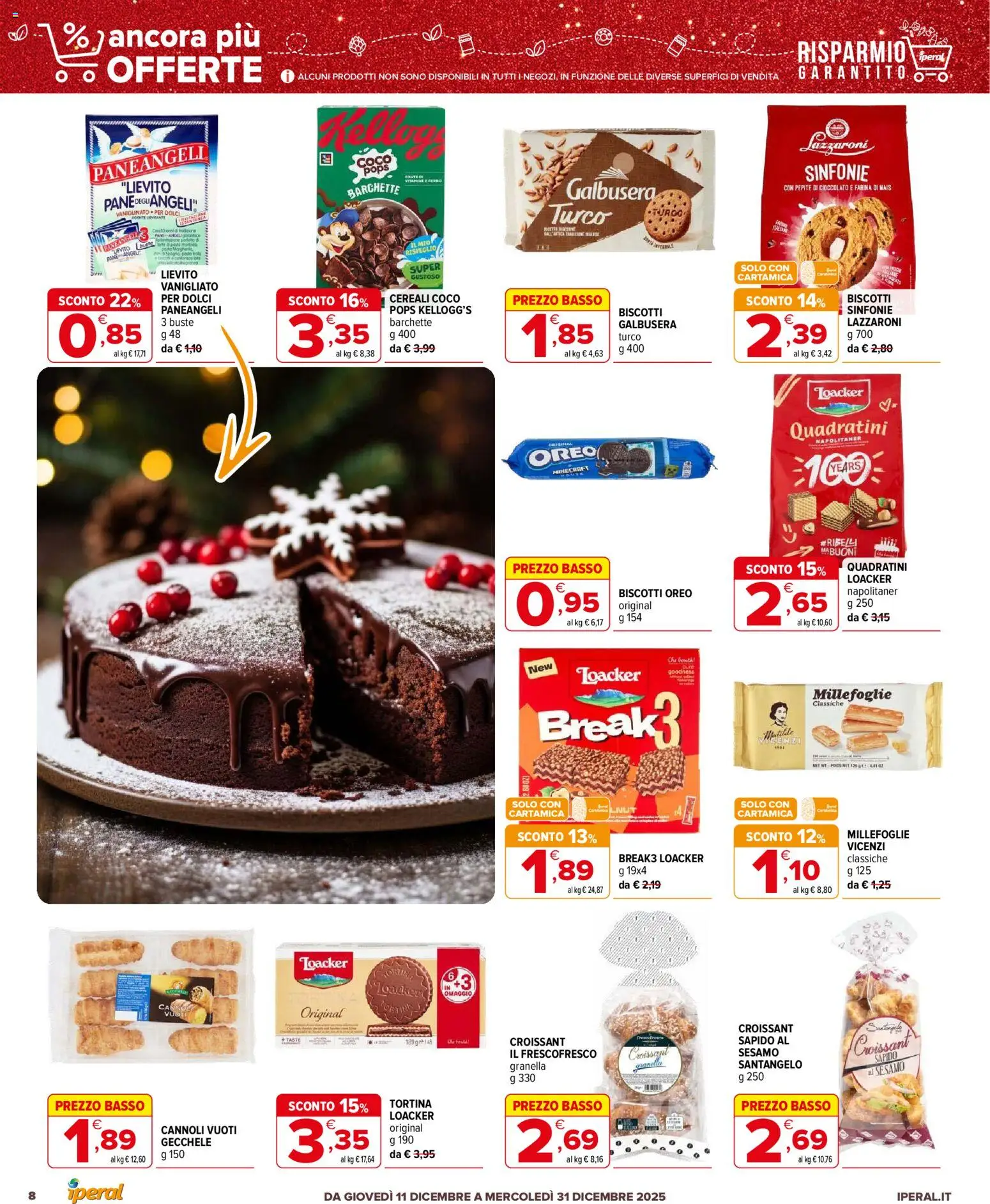 Volantino Iperal del 11.12.2025 | Pagina: 8 | Prodotti: Cioccolato, Cereali, Farina, Croissant