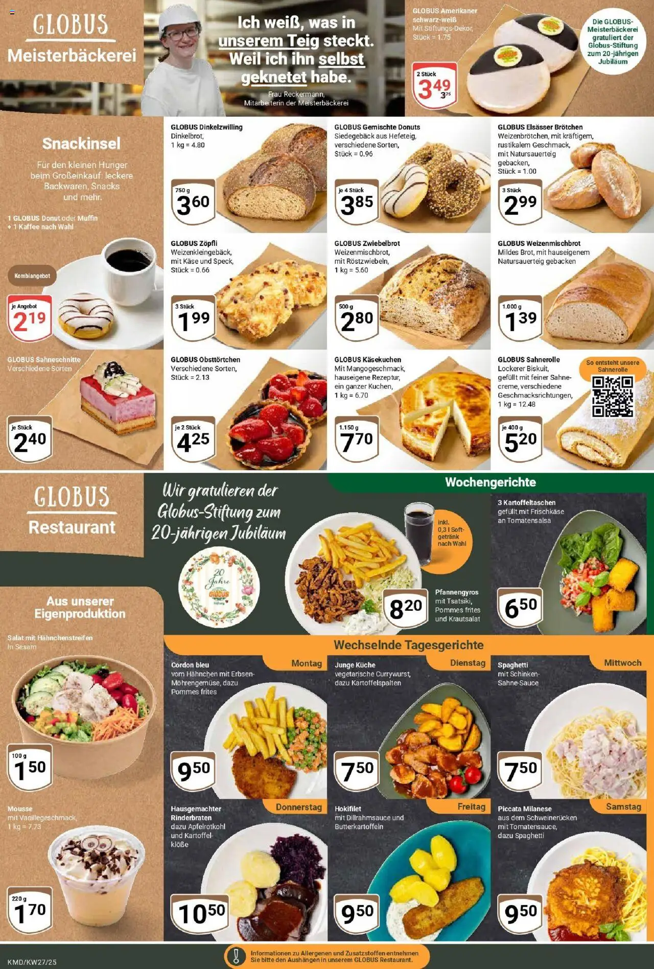 Globus prospekt Köln	 - gültig ab dem 29.06.2025 | Seite: 14 | Produkte: Donuts, Schweinerucken, Schinken, Sahne