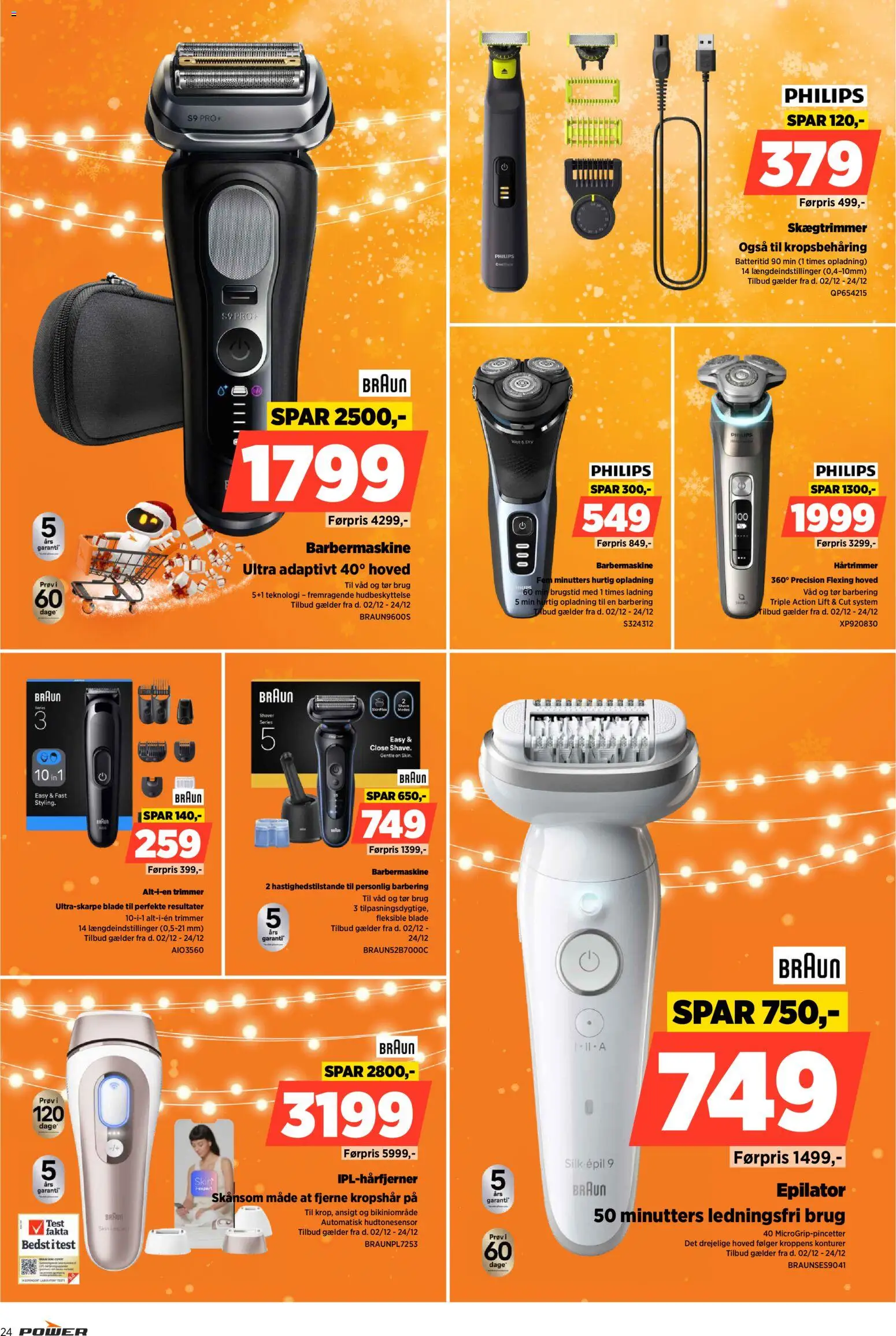 Power tilbudsavis – gyldig fra 02.12.2025 | Side: 24 | Produkter: Barbermaskine, Hårtrimmer, Epilator