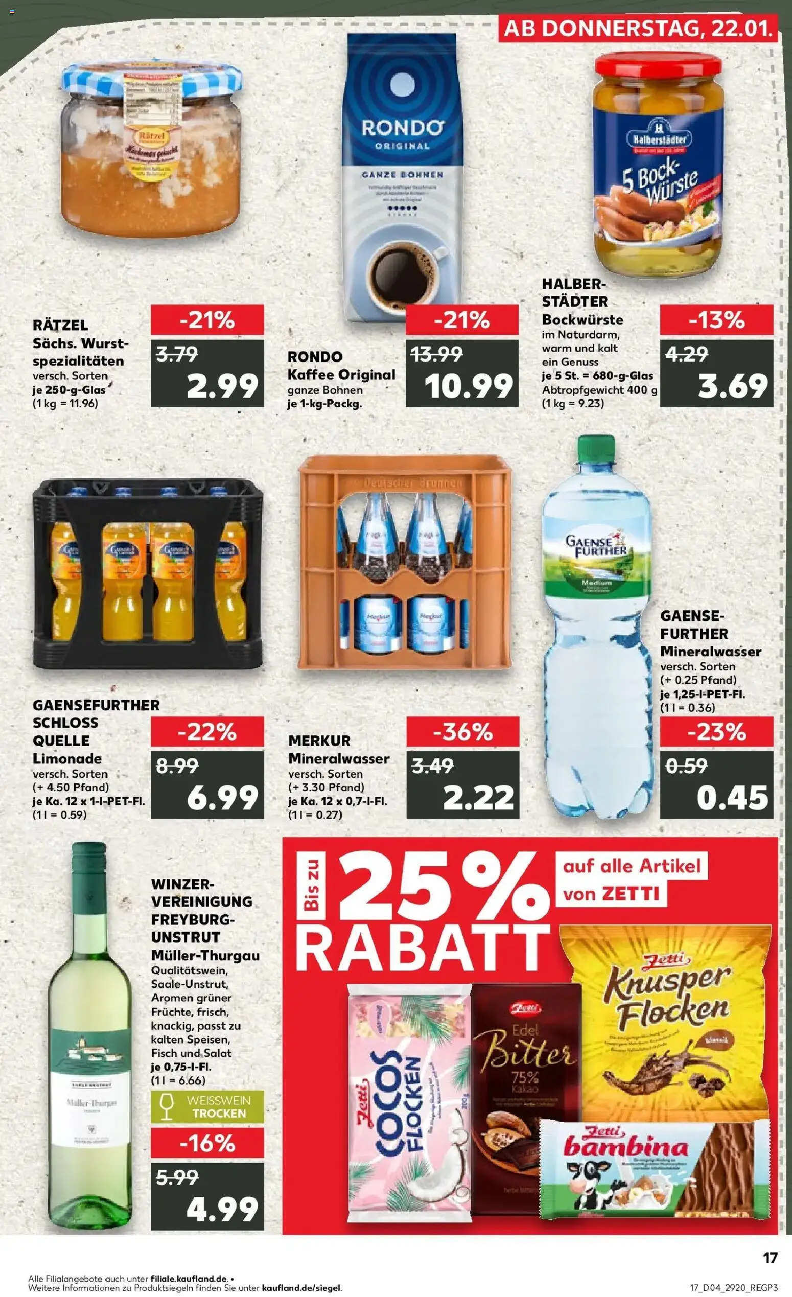 Kaufland prospekt Lutherstadt Wittenberg	 – gültig ab 22.01.2026 | Seite: 17 | Produkte: Kaffee, Limonade, Flocken, Salat